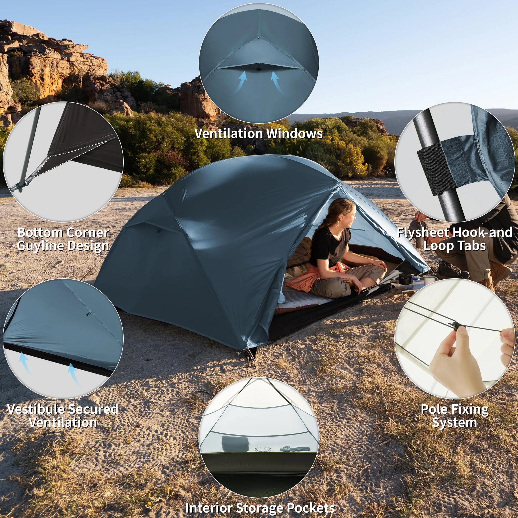 Naturehike Mongar Base Tenda da campeggio 2-3 persone ultraleggera impermeabile trekking