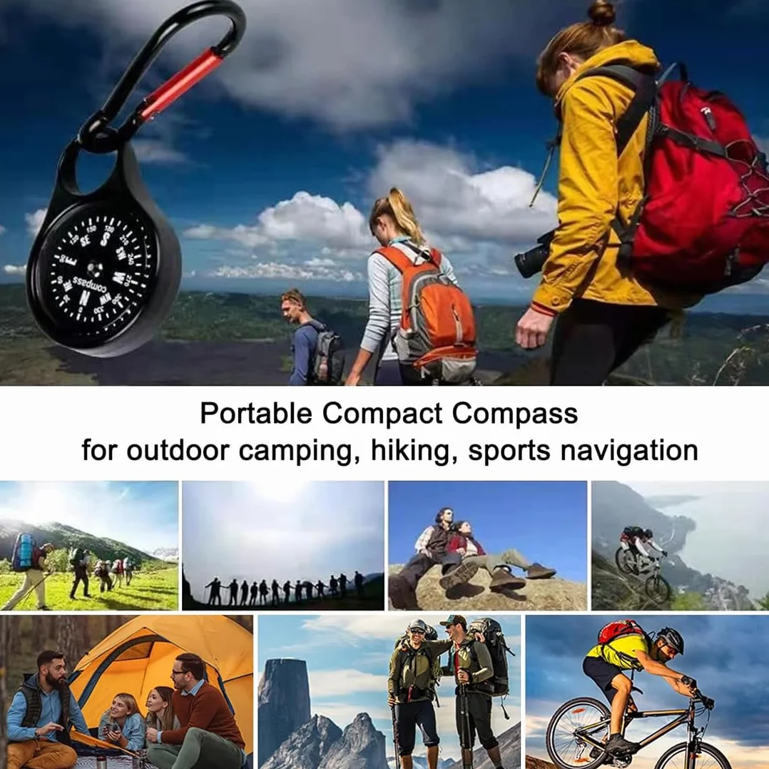 Bussola guida con portachiavi fibbia alpinismo fischietto sopravvivenza nero