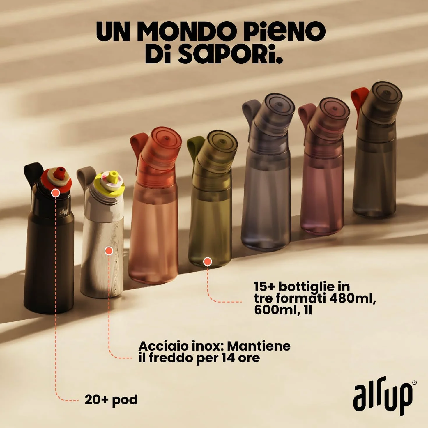 AIR UP Borraccia Twist Pro Starter Pack 5 Gusti 600ml Lavastoviglie Senza BPA Lavender