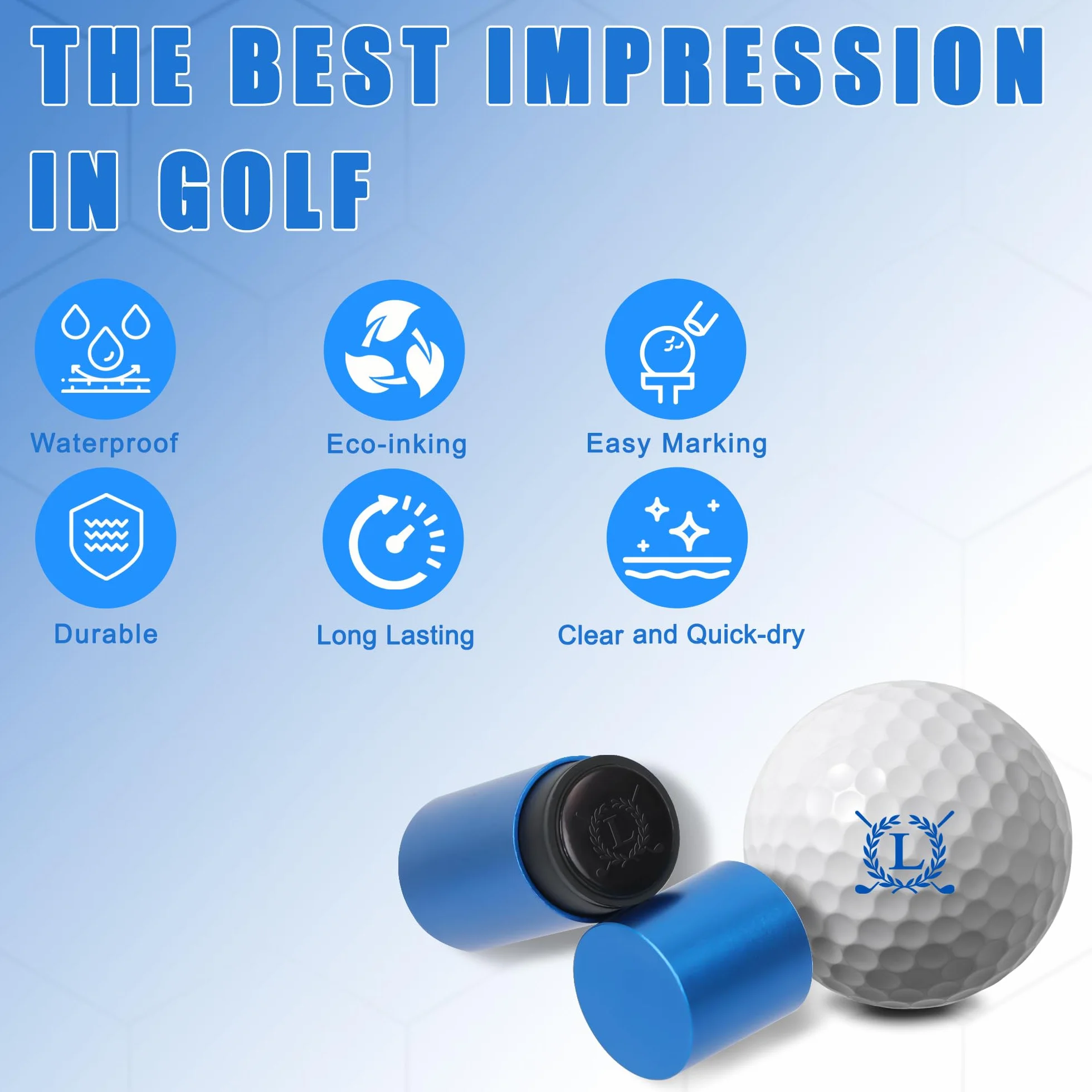LACGO Timbro per palline da golf, autoinchiostrante riutilizzabile, accessori golf per uomini e donne