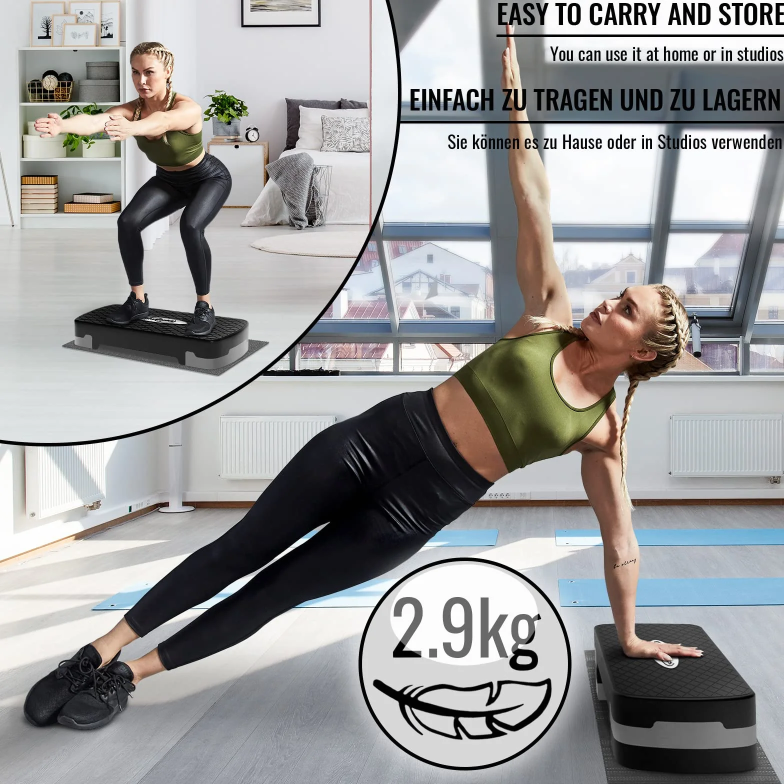 Physionics Stepper gradino aerobico fitness altezza regolabile 10-15 cm