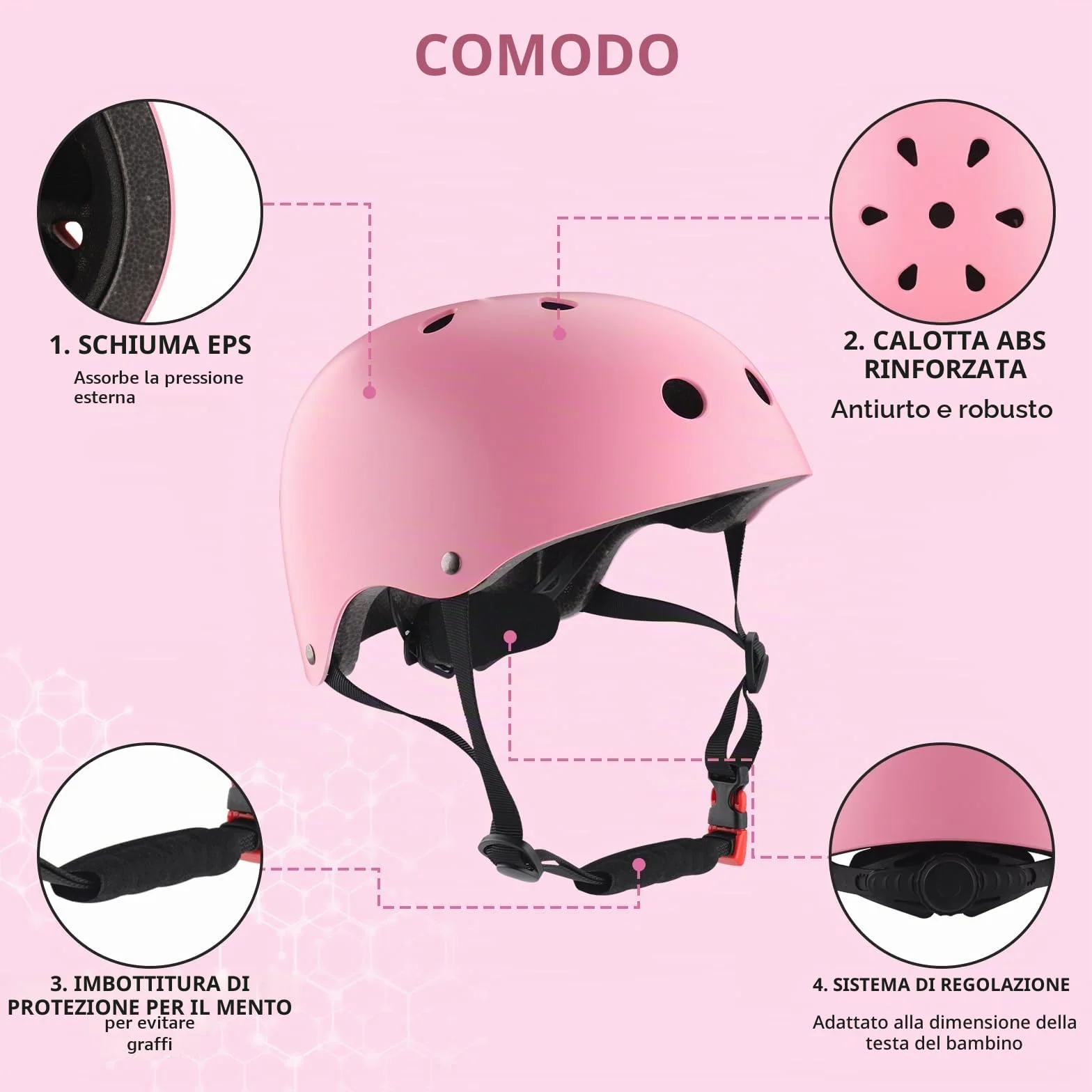 ZWOOS Ginocchiere per bambini con casco, set protezioni 3-10 anni