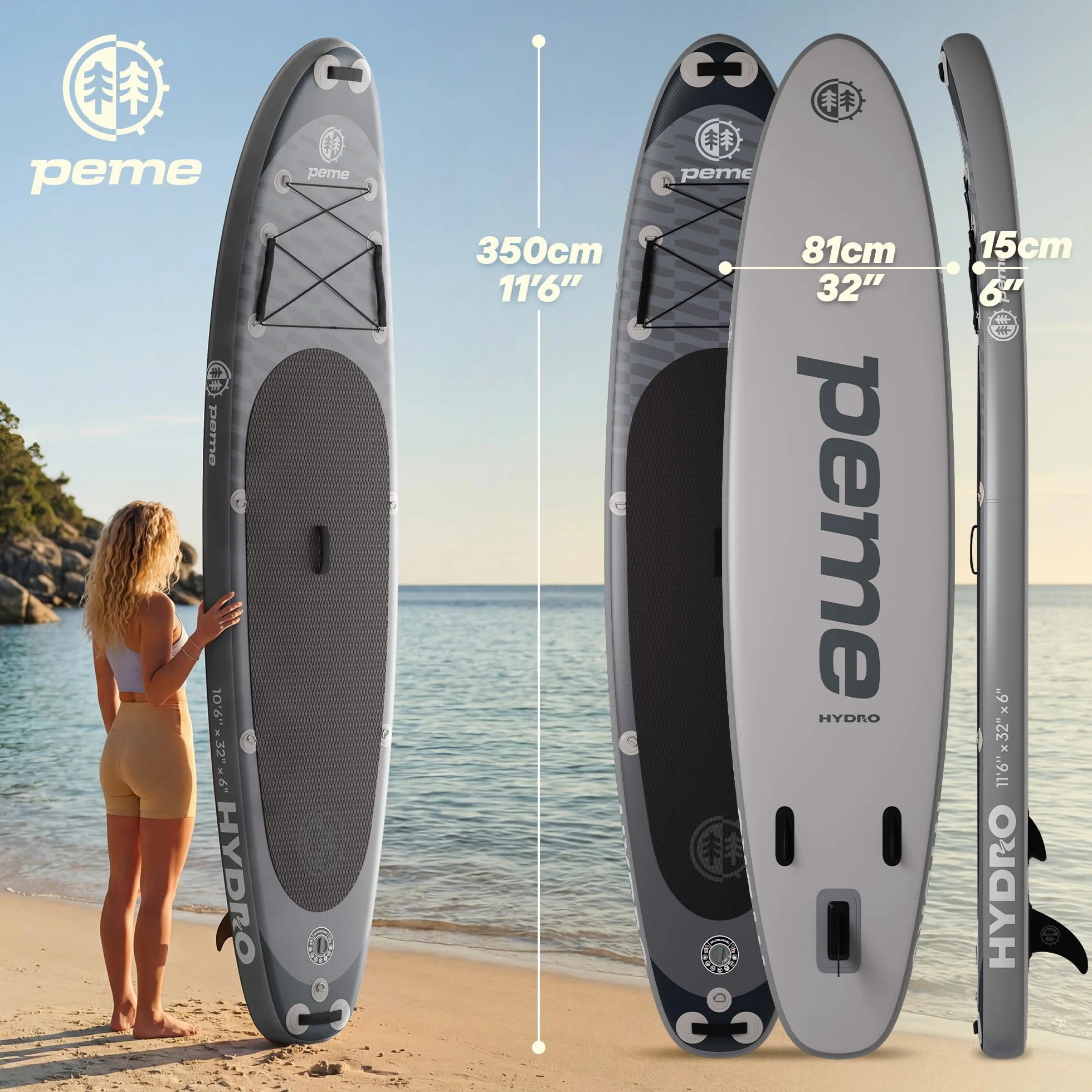 HYDRO peme Tavola Sup Gonfiabile Adulti Stand Up Paddle Board 18PSI 320-350 cm 150/166 kg