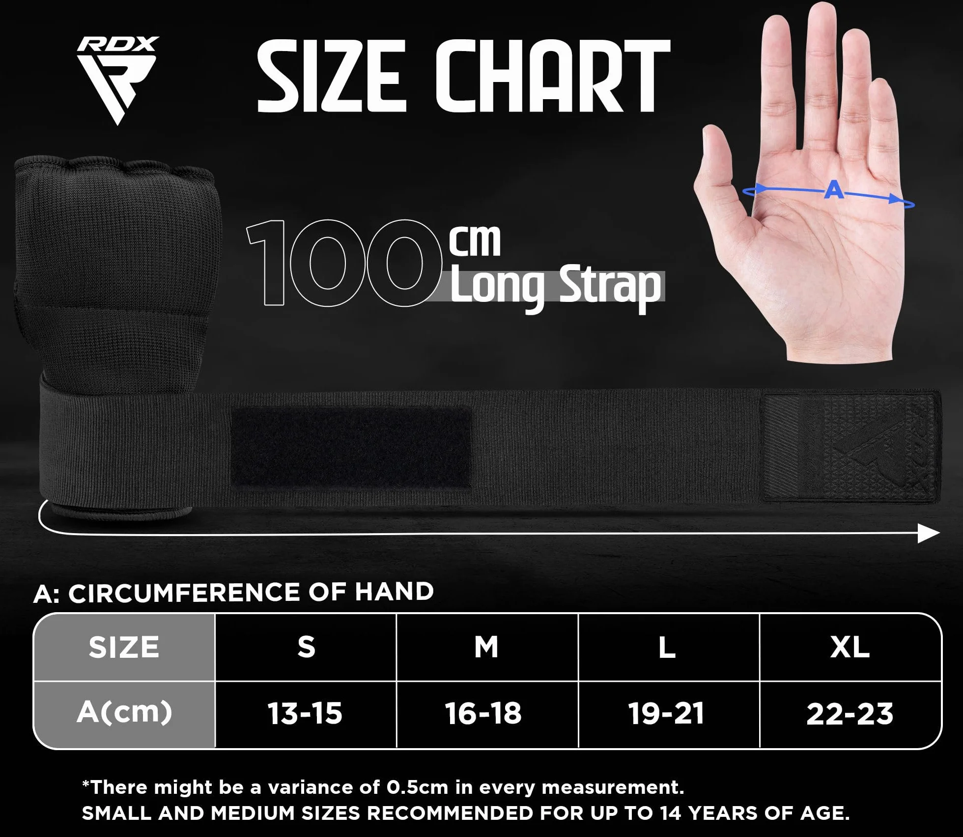 RDX Gel Fasce Boxe Sottoguanti 100cm Elastico Polsiere Protezione Pugilato Allenamento