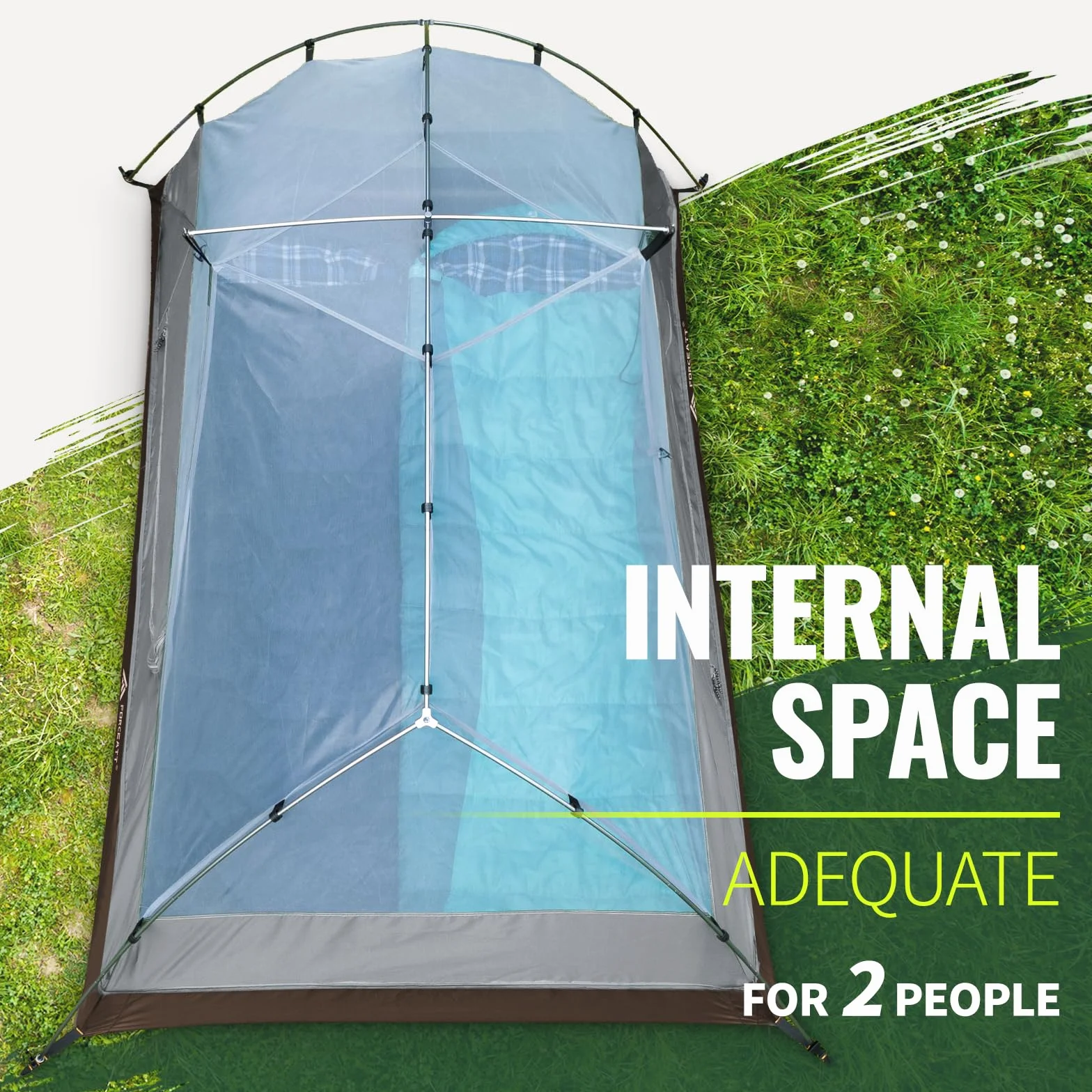 Forceatt Tenda Campeggio per 2-3 Persone Impermeabile Antivento 2 Porte Leggera