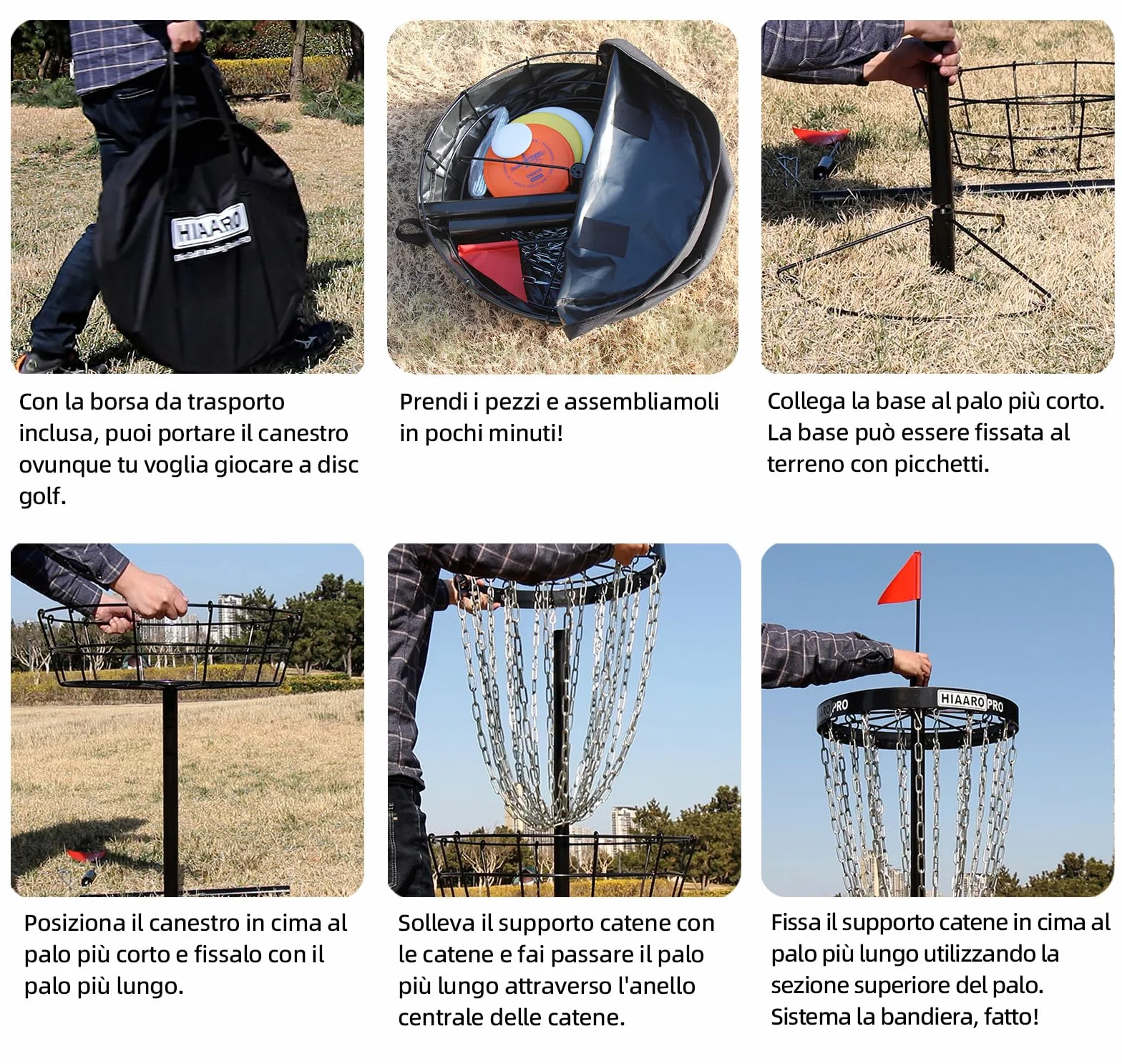 Cestino da golf a disco portatile con 24 catene resistenti