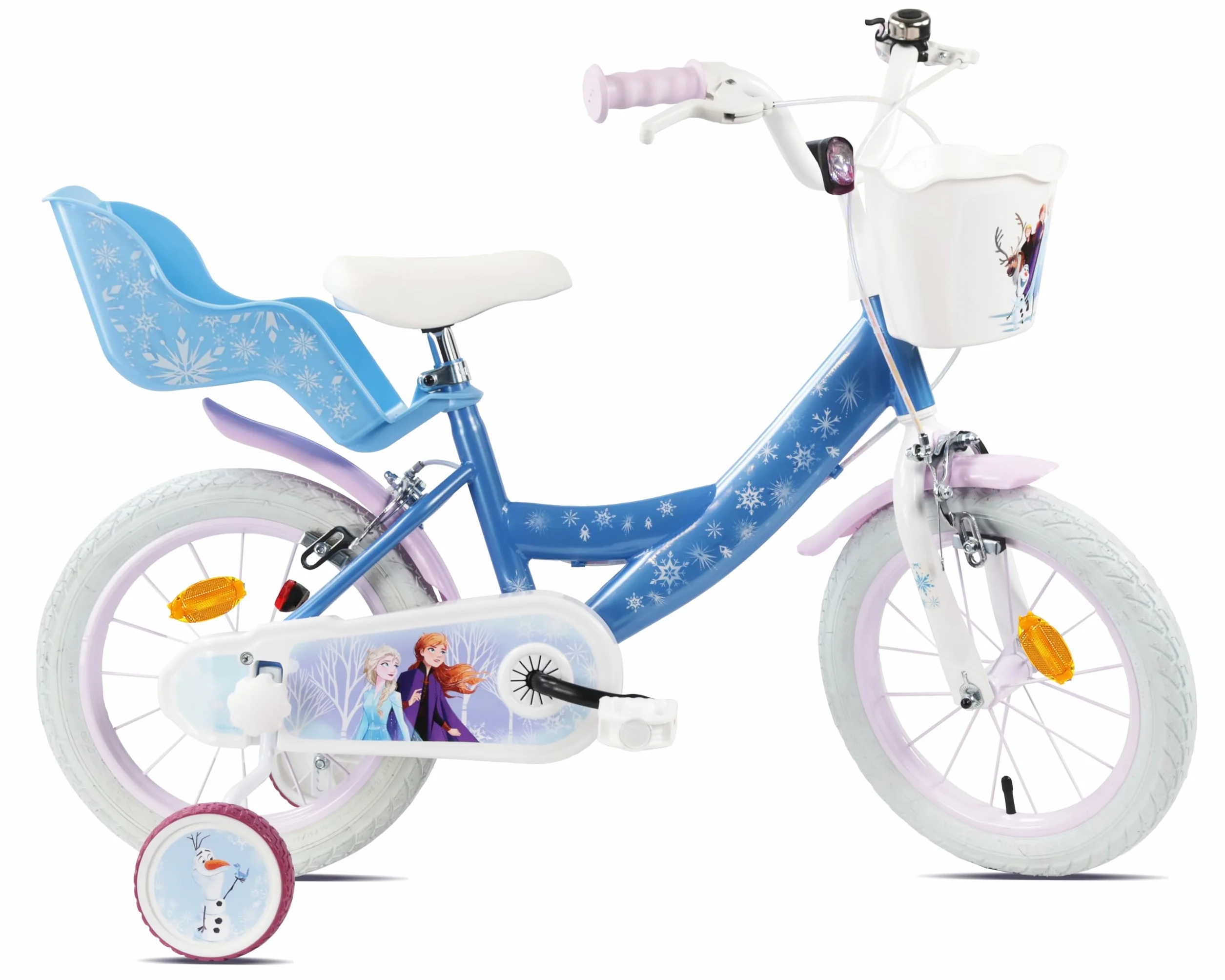 Bicicletta da 14" da Ragazza Frozen con Casco e Cestello