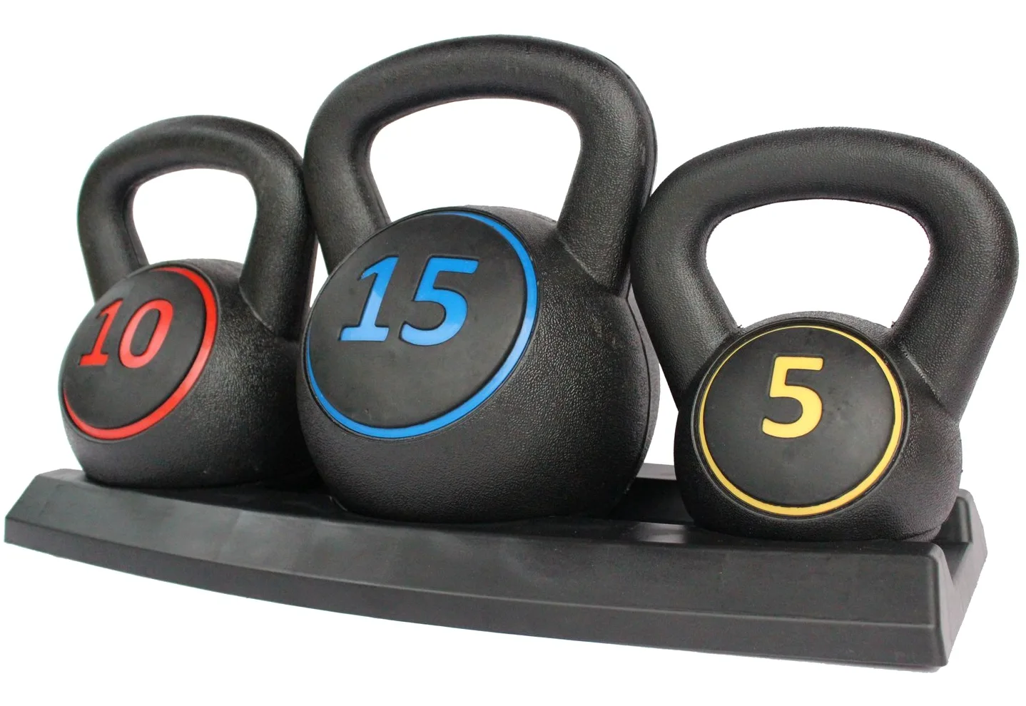 HIONRE Set di pesi Kettlebell con supporto per allenamento incrociato, allenamento MMA, esercizio a casa - 5, 10 e 15lbs (2,2 kg, 4,5 kg e 6,8 kg), nero (KB01S)