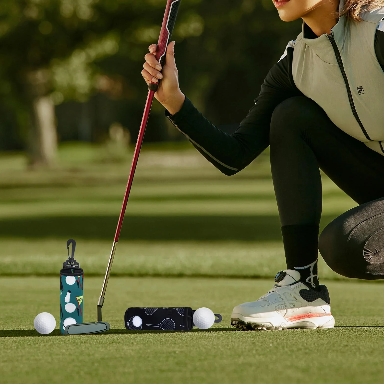 AfitLulu Borsa da golf impermeabile leggera con fibbia a clip per 3 palline