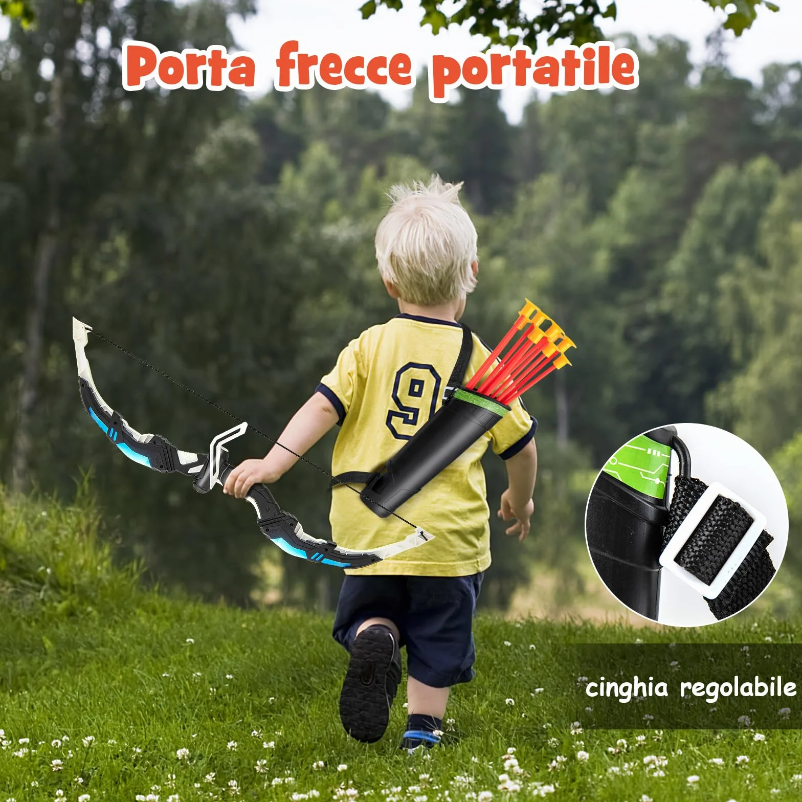 COSTWAY Set di 2 Archi e Frecce LED per Bambini con 20 Frecce a Ventosa