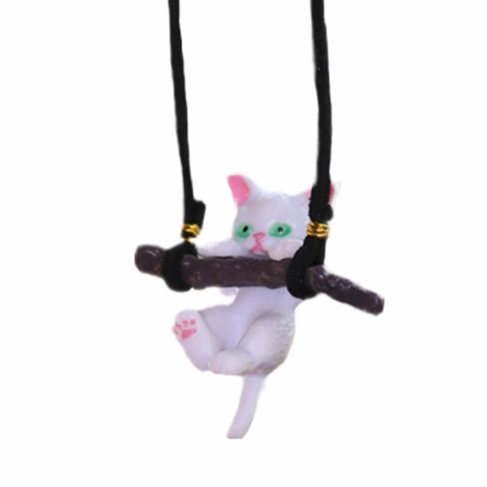 Cat Car Pendant Mirrors Hangable Accessories Cute Branch Kitten Charm For Rearview Mirror Auto Interior Decor 4 Inches Pink