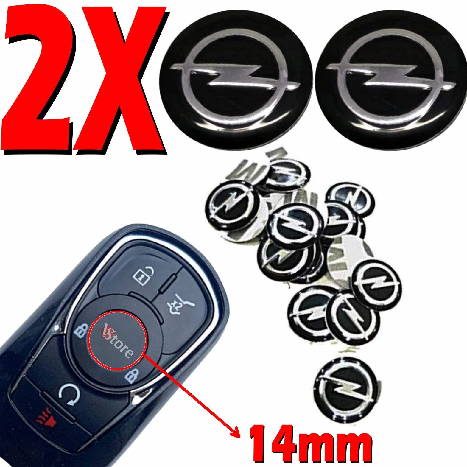 Emblemi per chiavi auto metallo nero 14 mm set di 2
