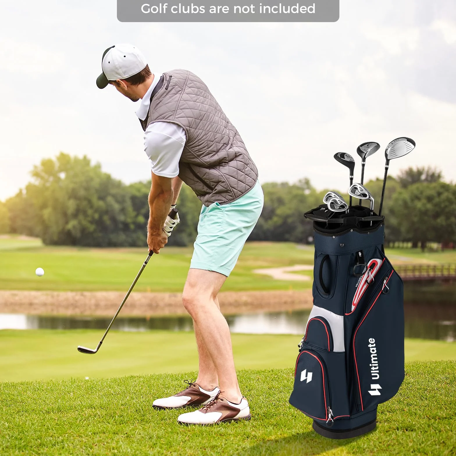LIFEZEAL Borsa da golf 14 scomparti 6 tasche cappuccio antipioggia tracolla regolabile