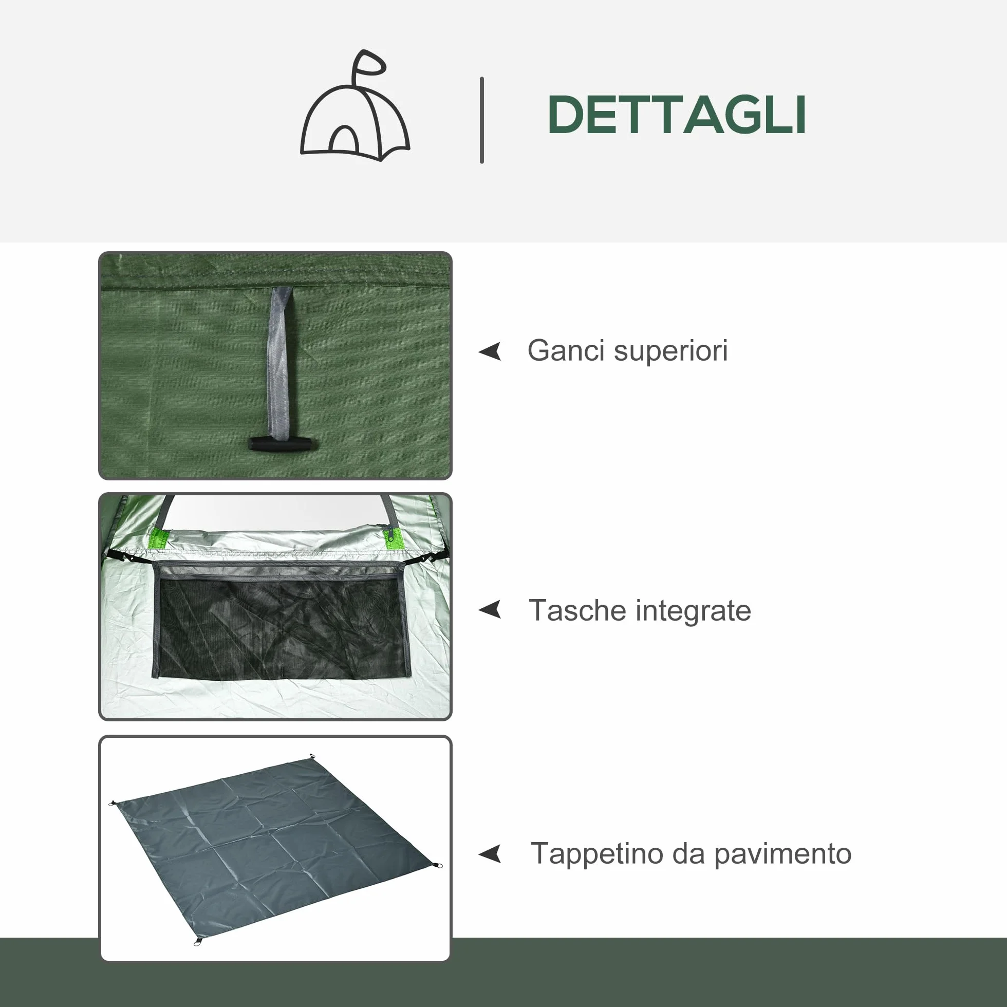Outsunny Tenda Doccia da Campeggio Portatile 126x124x189 cm