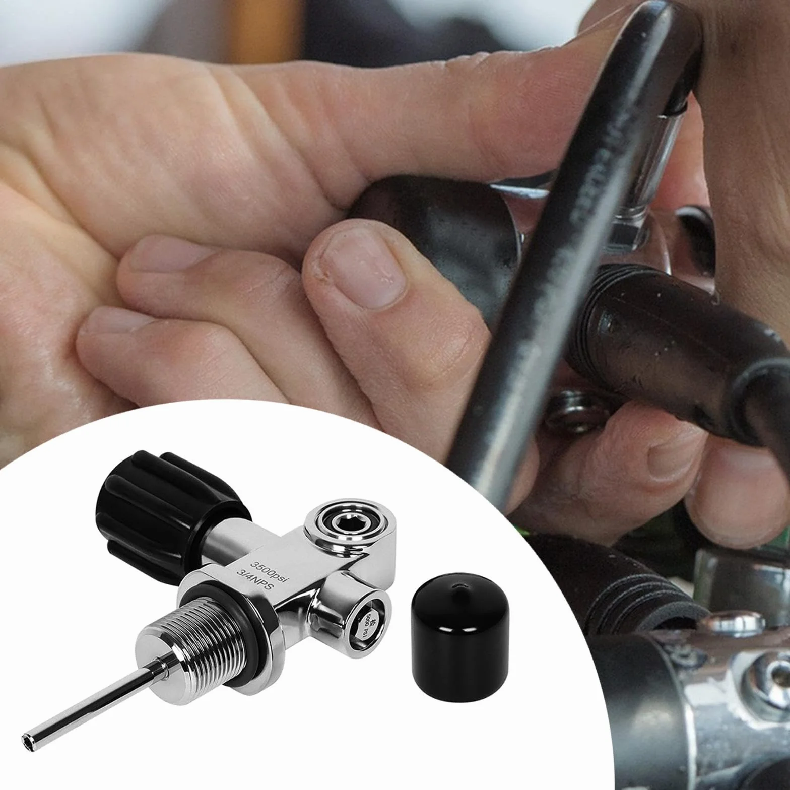 Valvola per Bombola Subacquea 3/4" NPS 3500 PSI Acciaio Inossidabile