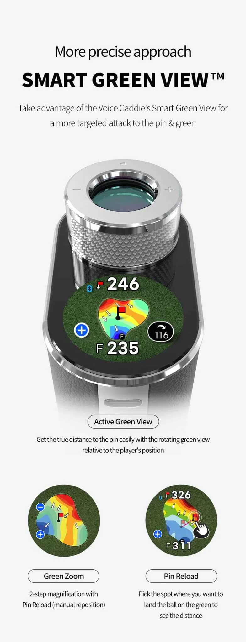 Voice Caddie SL3 GPS golf telemetro Pin Tracer Slope LCD touchscreen