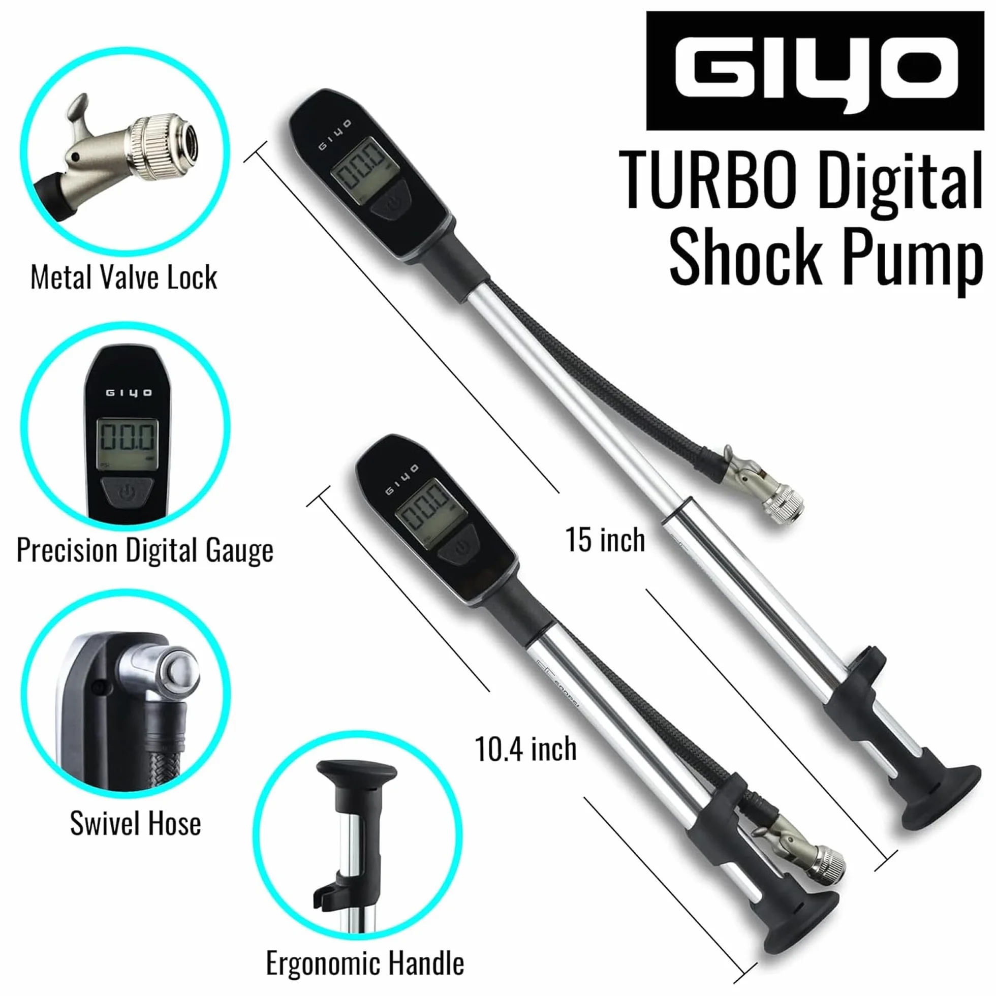 GIYO GS-52L Pompa di scossa digitale turbo 600 psi