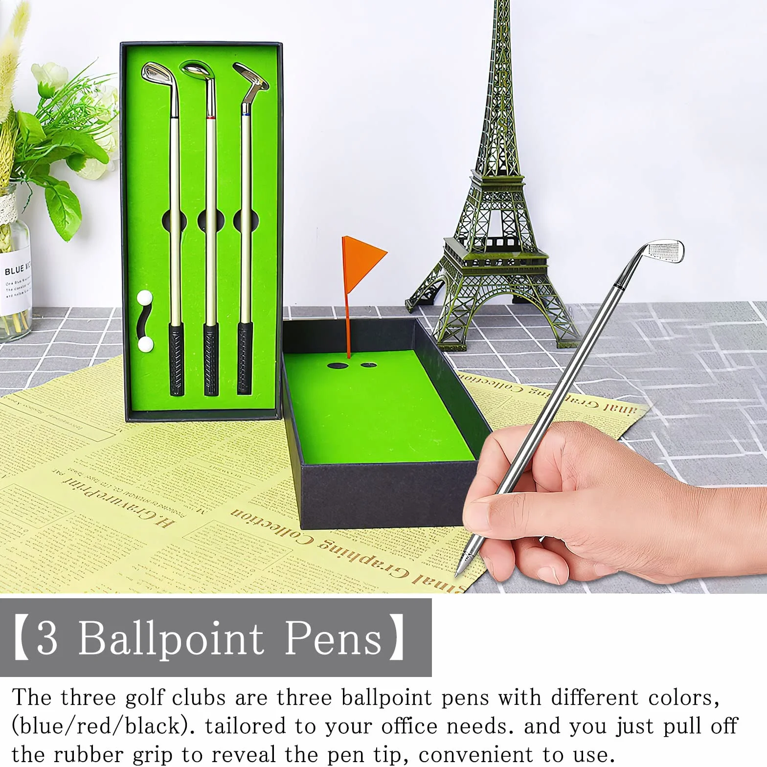 HENGBIRD Set di 3 Penne a Forma di Golf, Regali per Uomini