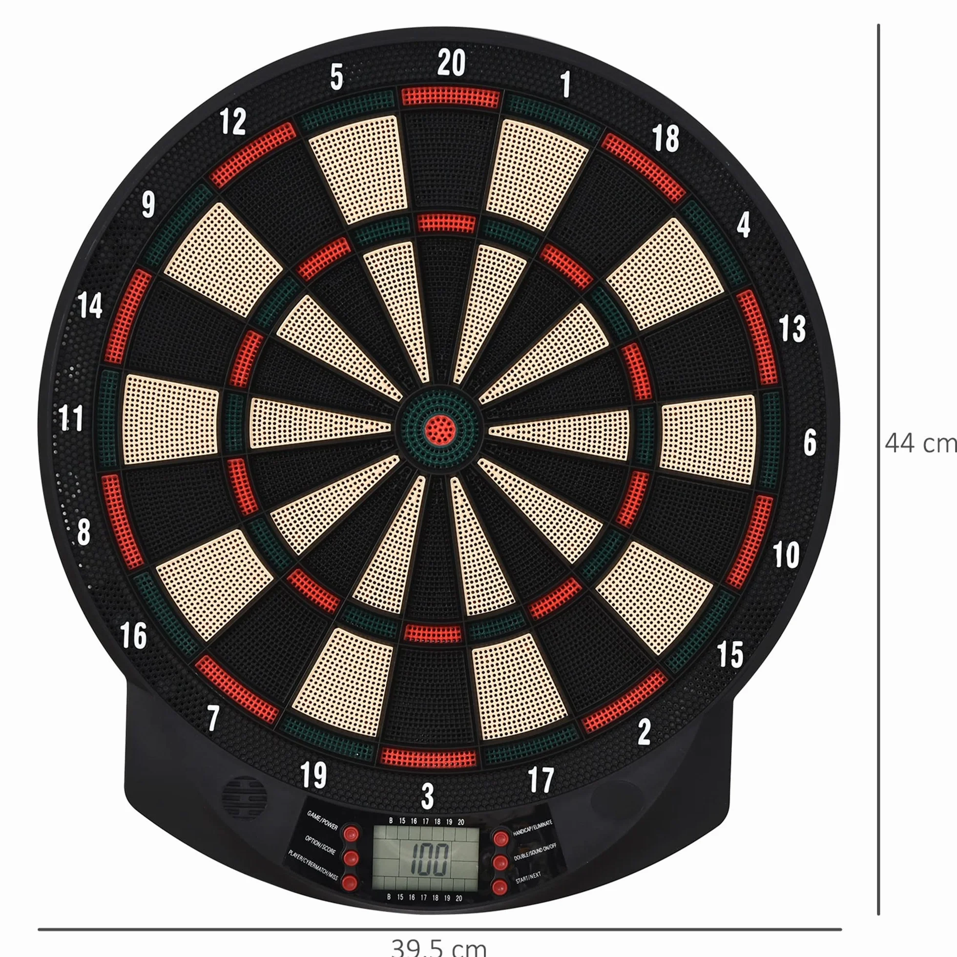 HOMCOM Bersaglio a Freccette Elettronico PP 26 Giochi 185 Opzioni Punteggio 44x39.5x2.2cm Nero
