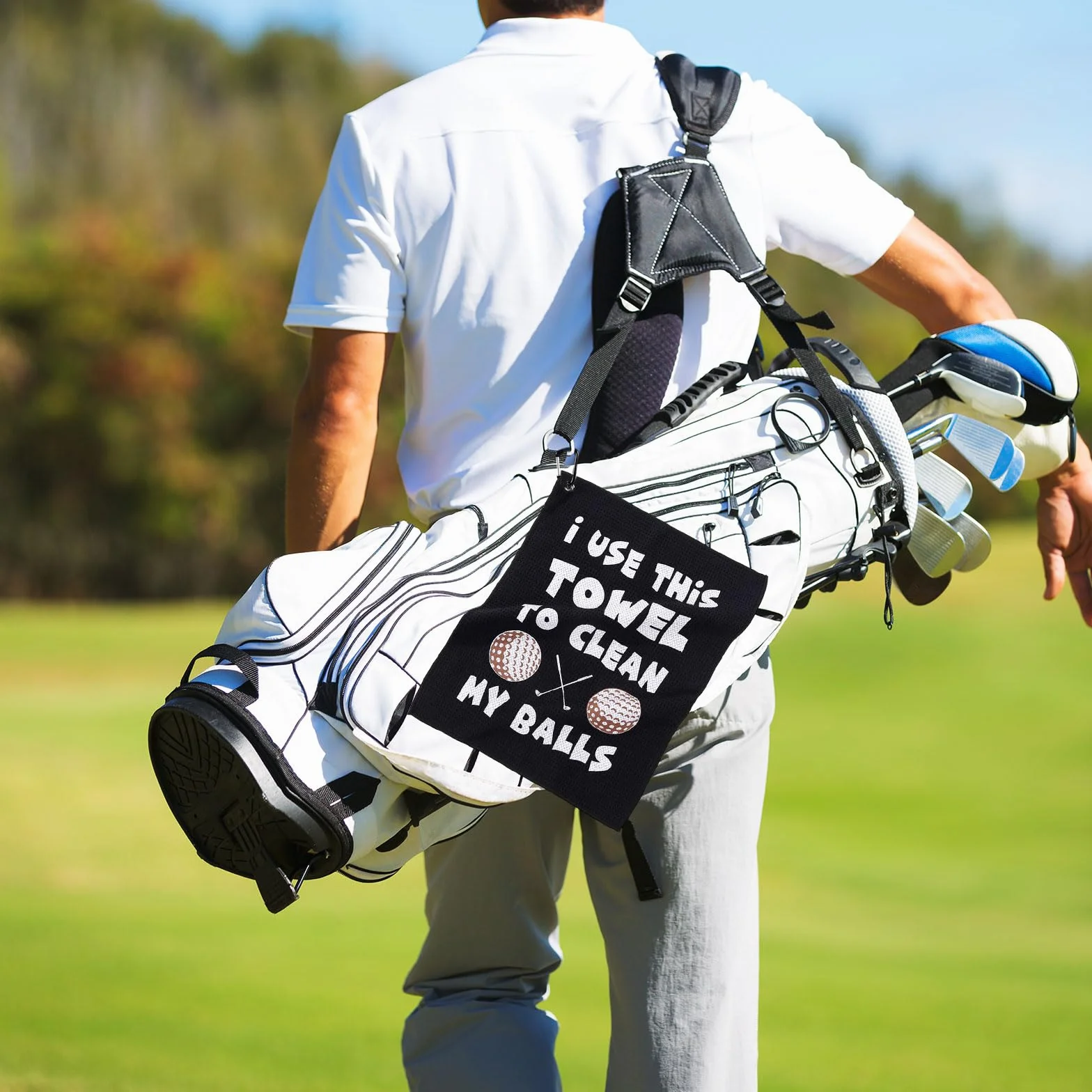 Asciugamano da golf divertente con clip per borsa nero