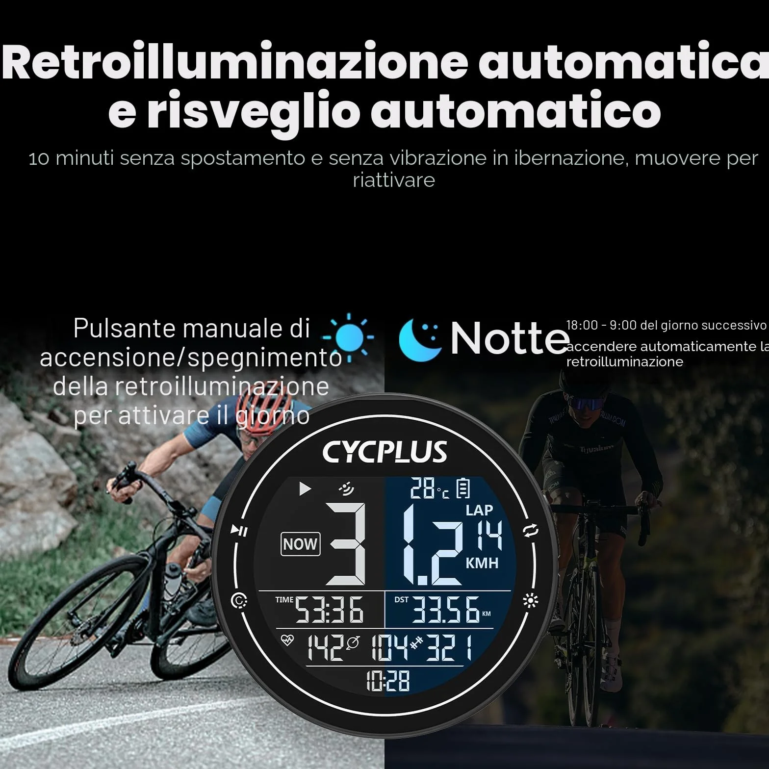 CYCPLUS Computer da bicicletta GPS Tachimetro Senza Fili IPX6 ANT+ Bluetooth 5.0