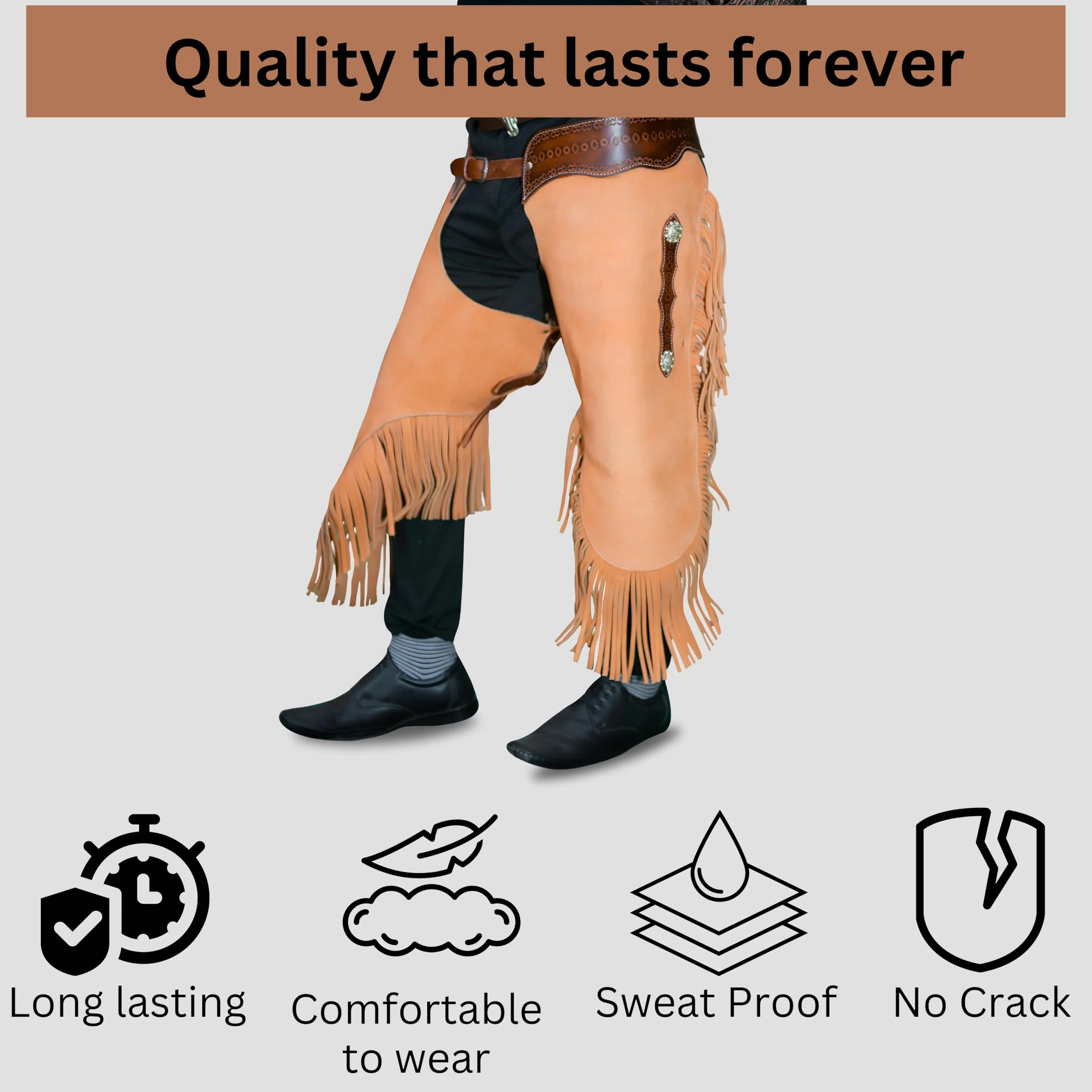 Hulara Chaps Western Cowboy pelle scamosciata per uomo donna con giogo