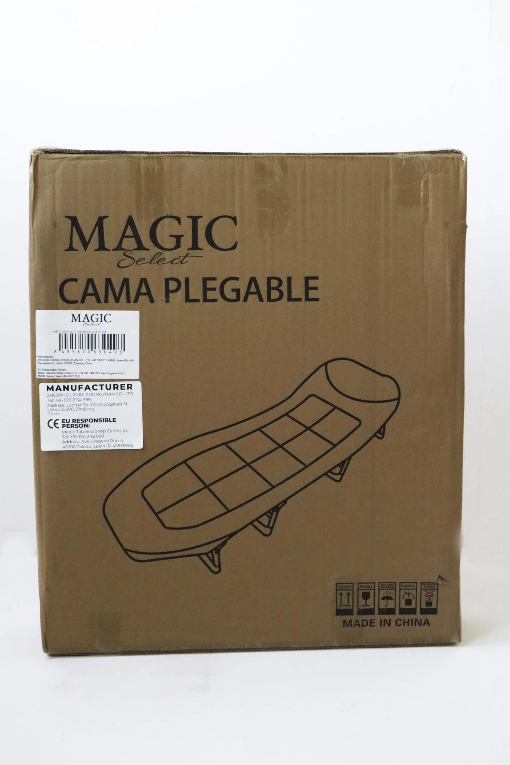 MAGIC SELECT Letto da Campeggio Portatile Imbottito Pieghevole con Cuscino Tasca Cotone Lino 200x63 cm