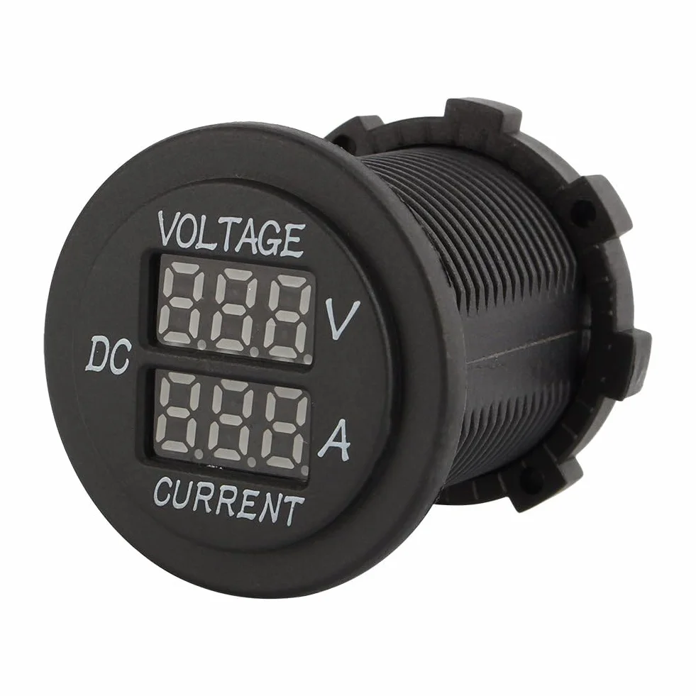 Voltmetro digitale a LED 12 a 24 V, amperometro digitale 2 in 1, tester di corrente e tester di tensione, display digitale a LED rosso, per auto, moto, camion, barche marine