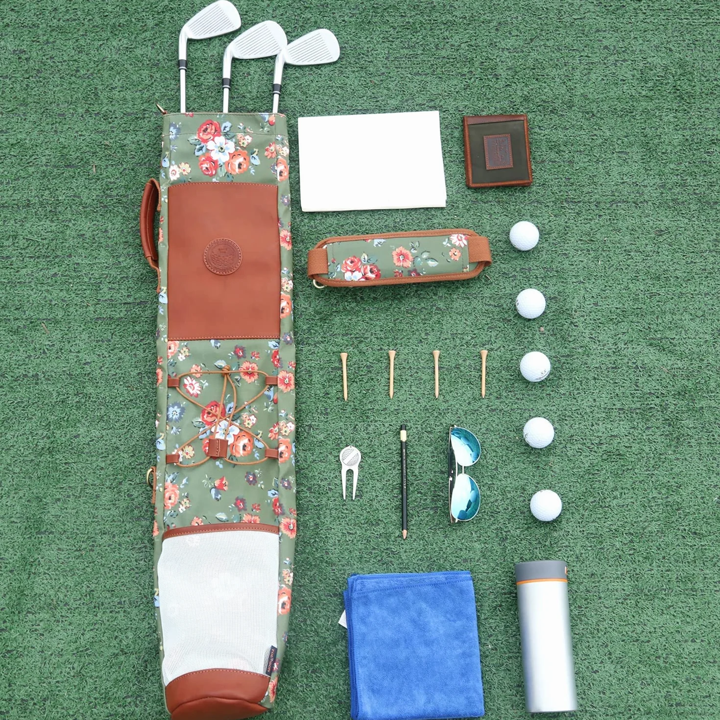 Tourbon Borsa da golf da donna in tela impermeabile pelle
