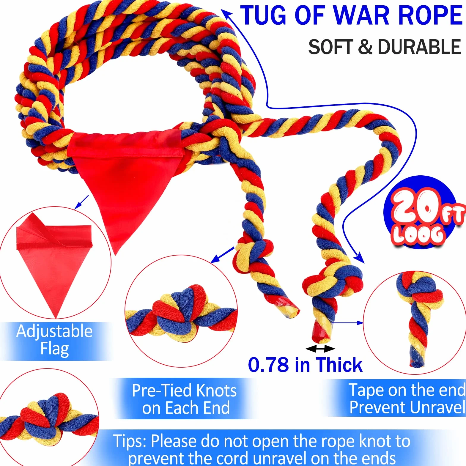 Tug of War Rope Sports Day Kit for Kids Adults Outdoor Garden Games
