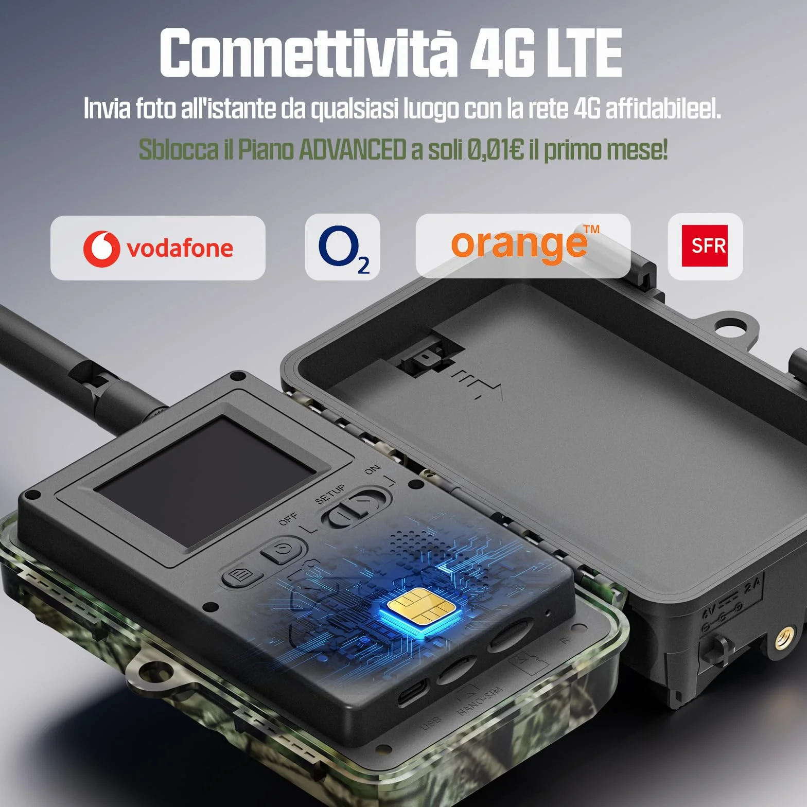 CEYOMUR 4G LTE Fototrappola 2K 48MP con SIM, Sensore di Movimento, Scatto 0,2s, IP66