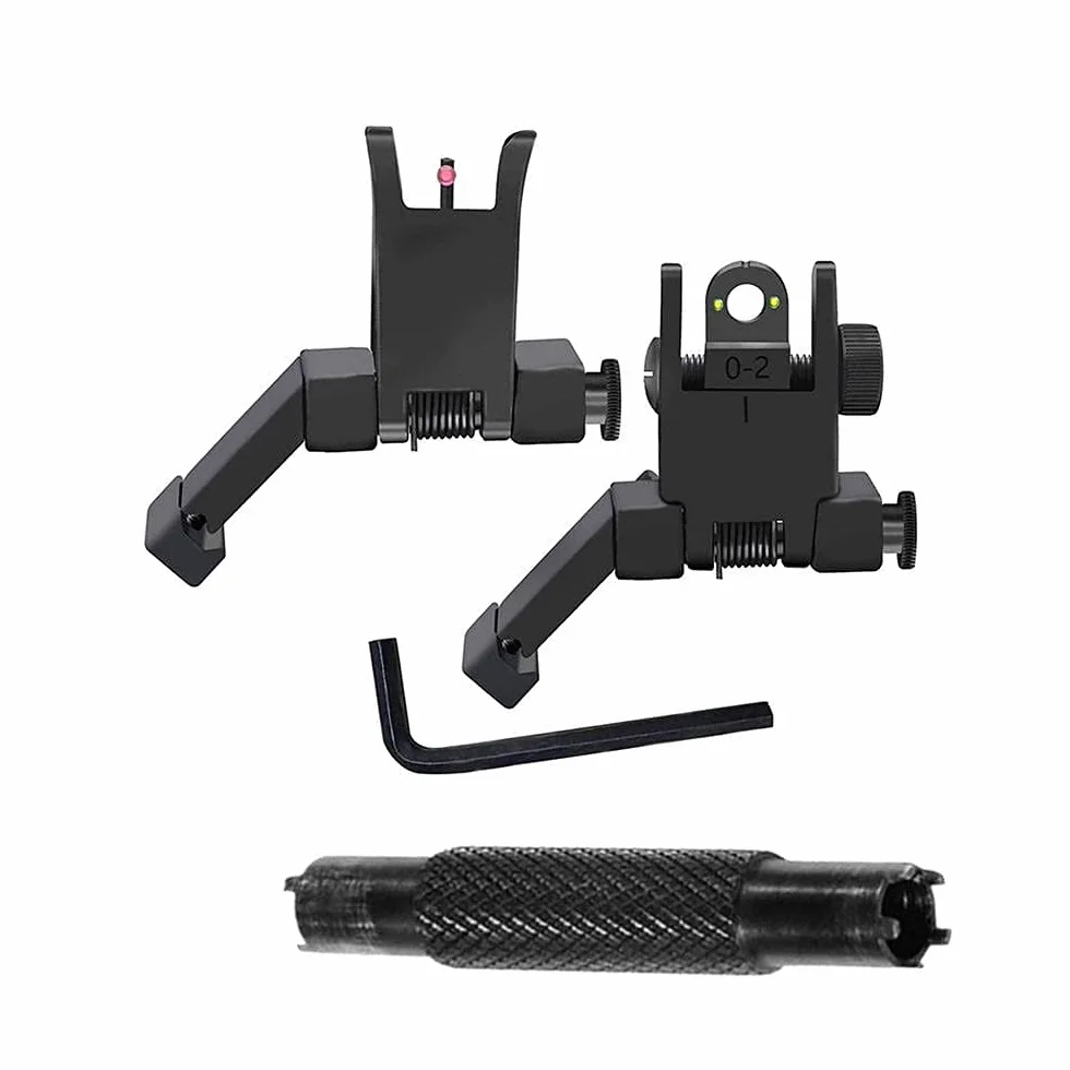 FIRECLUB AR15 Front and Rear Flip Up 45 Degree Rapid Transition BUIS Backup Iron Sight