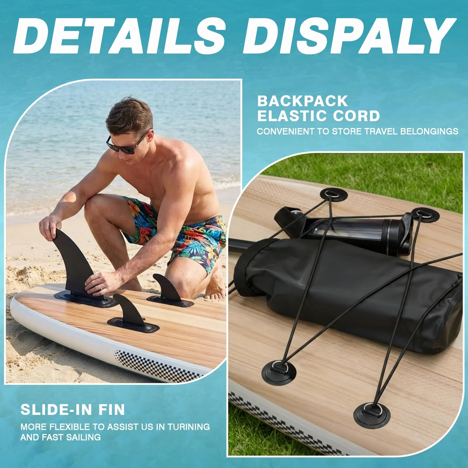 Tavola SUP gonfiabile 351x89 cm 200 kg z pompa, pinne, zaino, custodia impermeabile