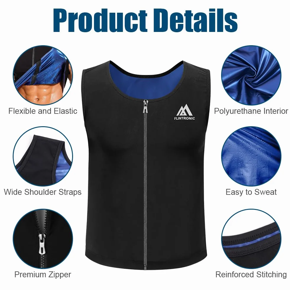 Flintronic Gilet Sauna Uomo Modellante la Sudorazione per Allenamento Fitness Sportivo Body Shaper