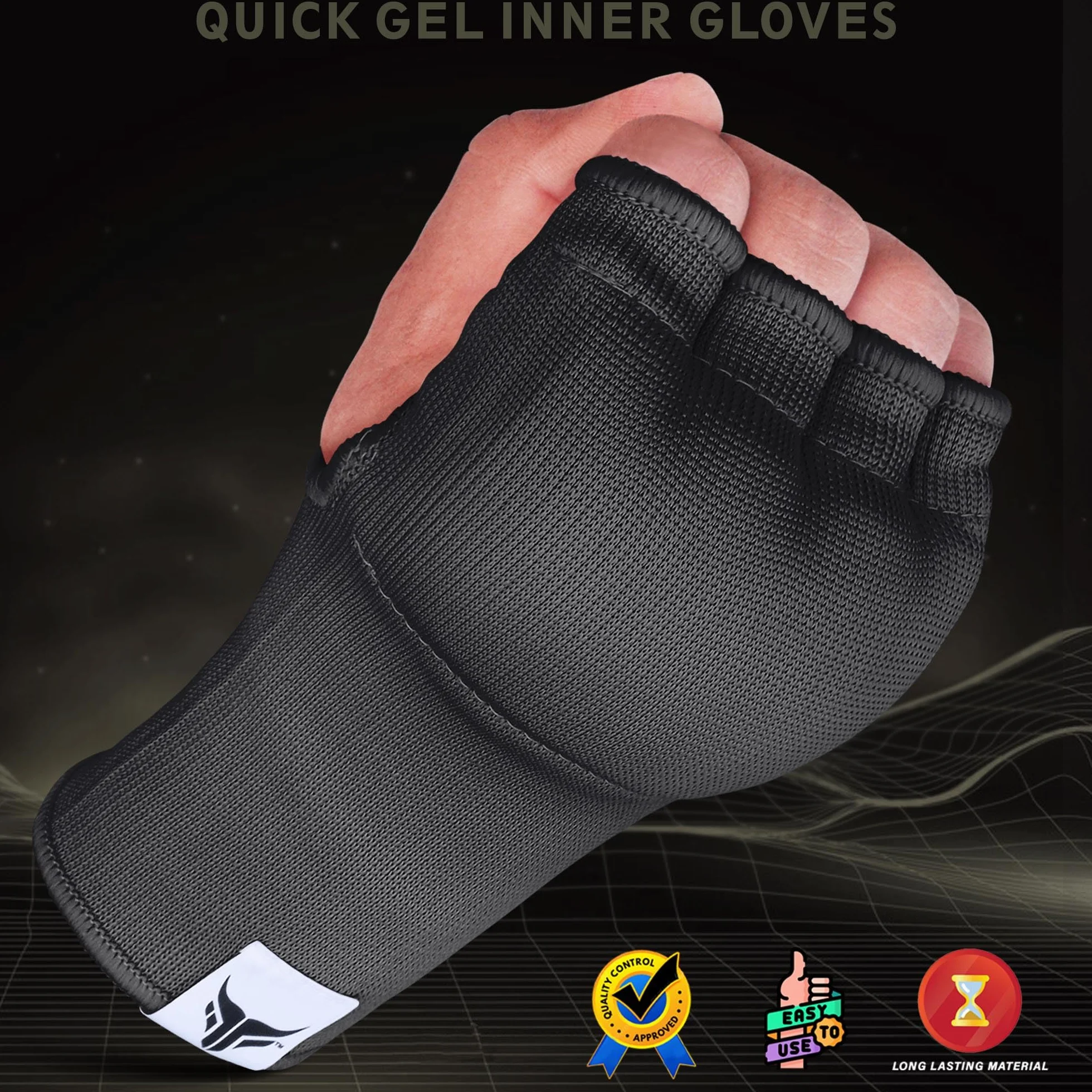 Mytra Fusion Sottoguanti Boxe Imbottito in Gel Senza Cinghie Uomini Donne per MMA Muay Thai Kickboxing