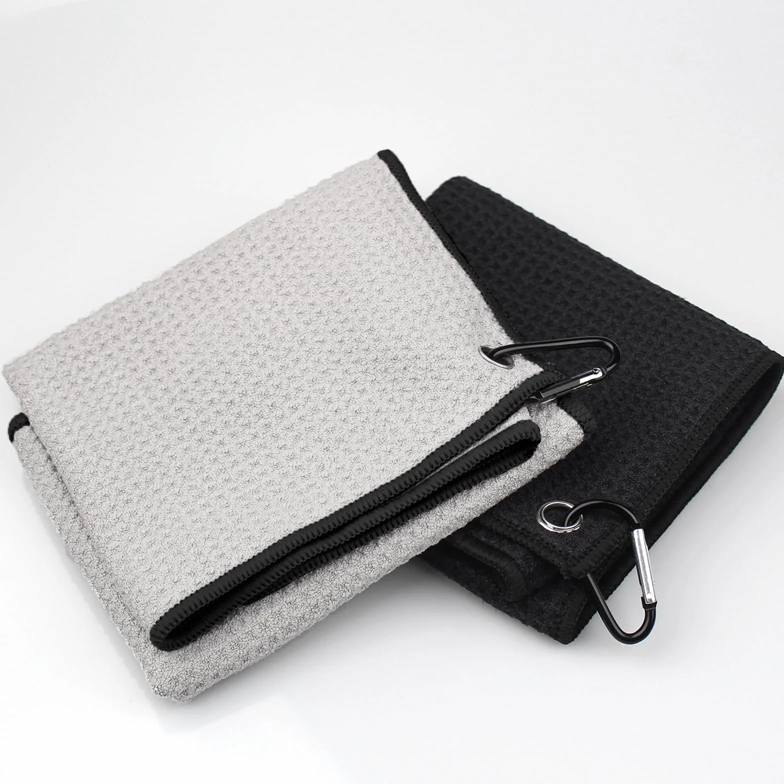 Asciugamano da Golf in Microfibra 40x40cm con Moschettone Nero