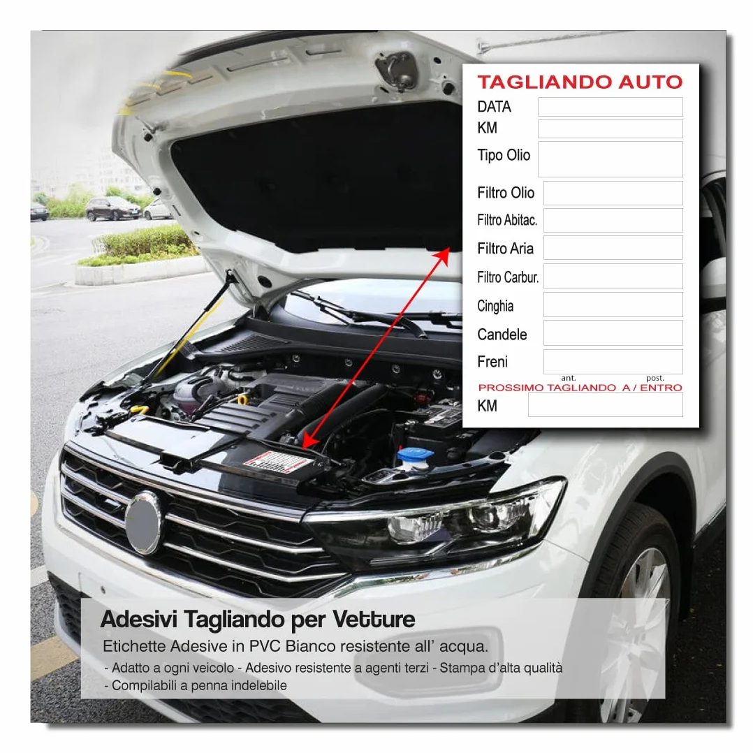 Adesivo Tagliando Auto Cambio Olio Etichetta in PVC, Adesivi Impermeabile all'Acqua (10)