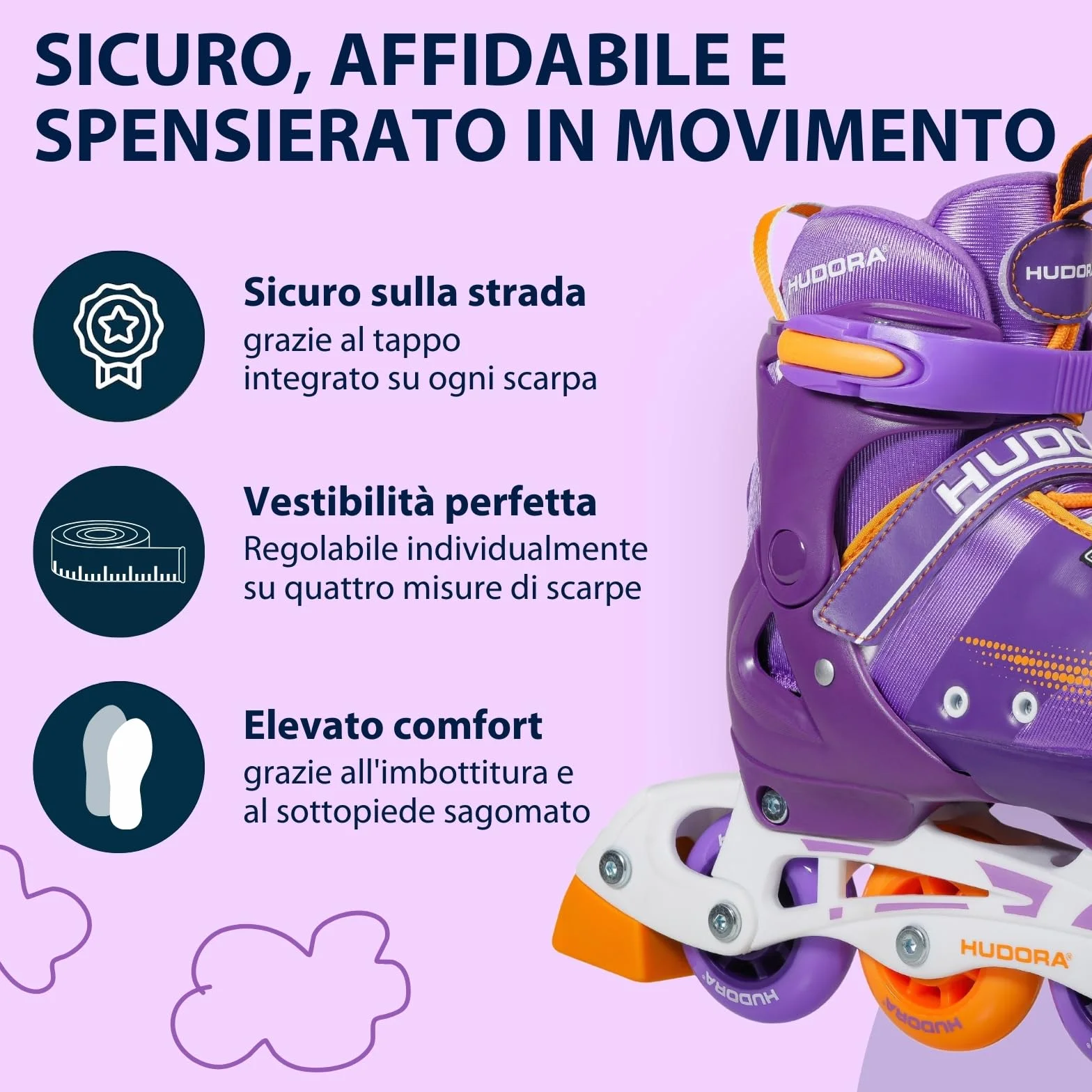 HUDORA Pattini in linea Mia/Leon - Pattini a rotelle regolabili per bambini, ragazzi e adulti