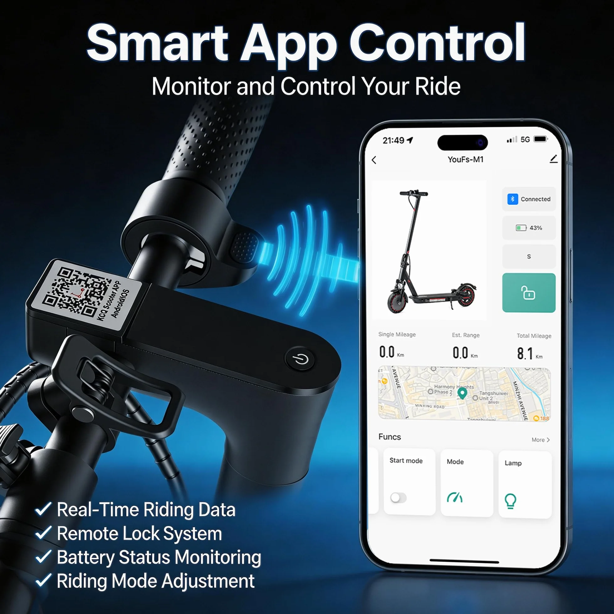 Monopattino Elettrico Pieghevole per Adulti 8.5''/10'' Pneumatici 30-45 km 4 Ammortizzatori App