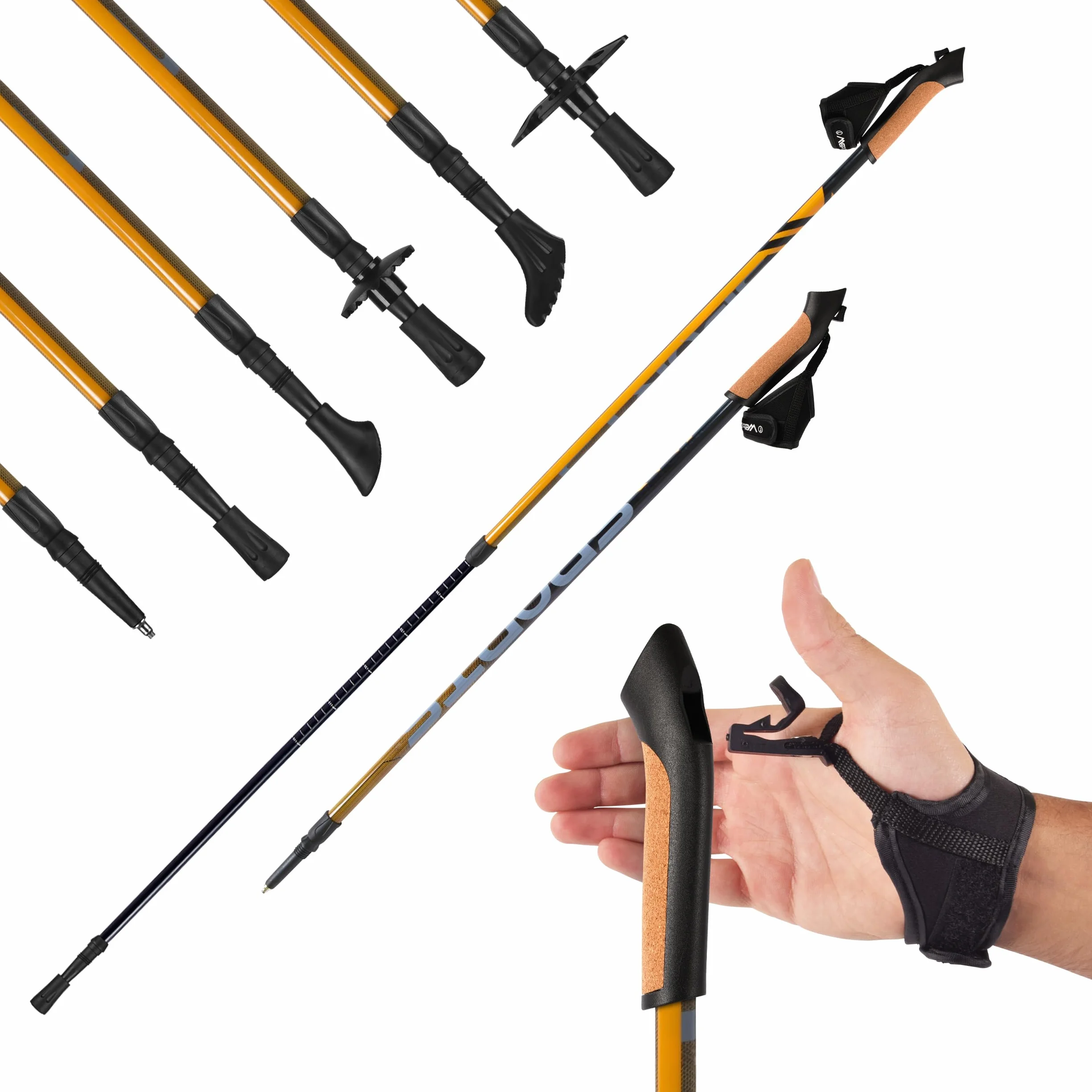 MSPORTS Bastoncini Nordic Walking Carbon Nero/Arancione