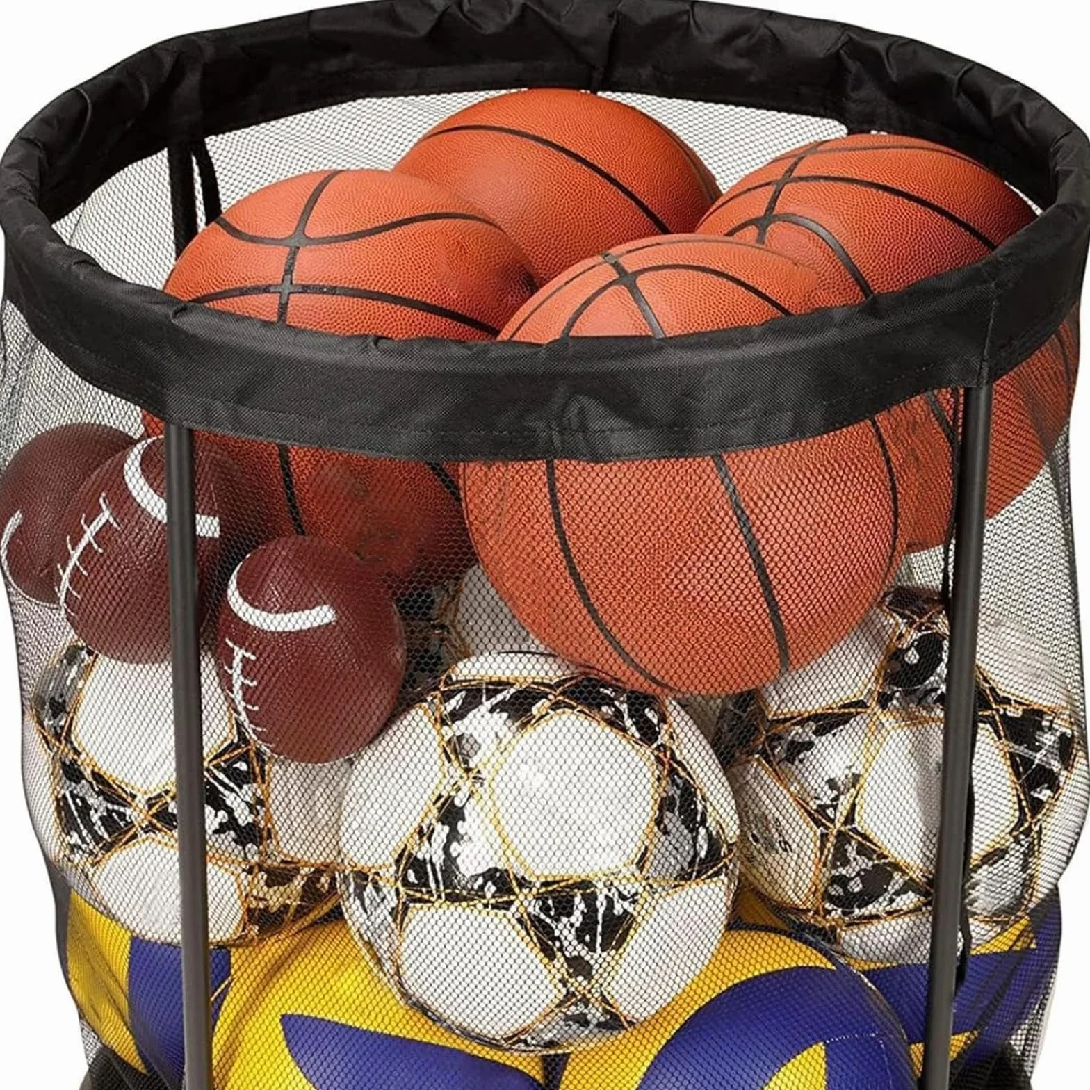 Contenitore Portatile per Palline da Garage, Cestino a Rete 60x60x62 cm