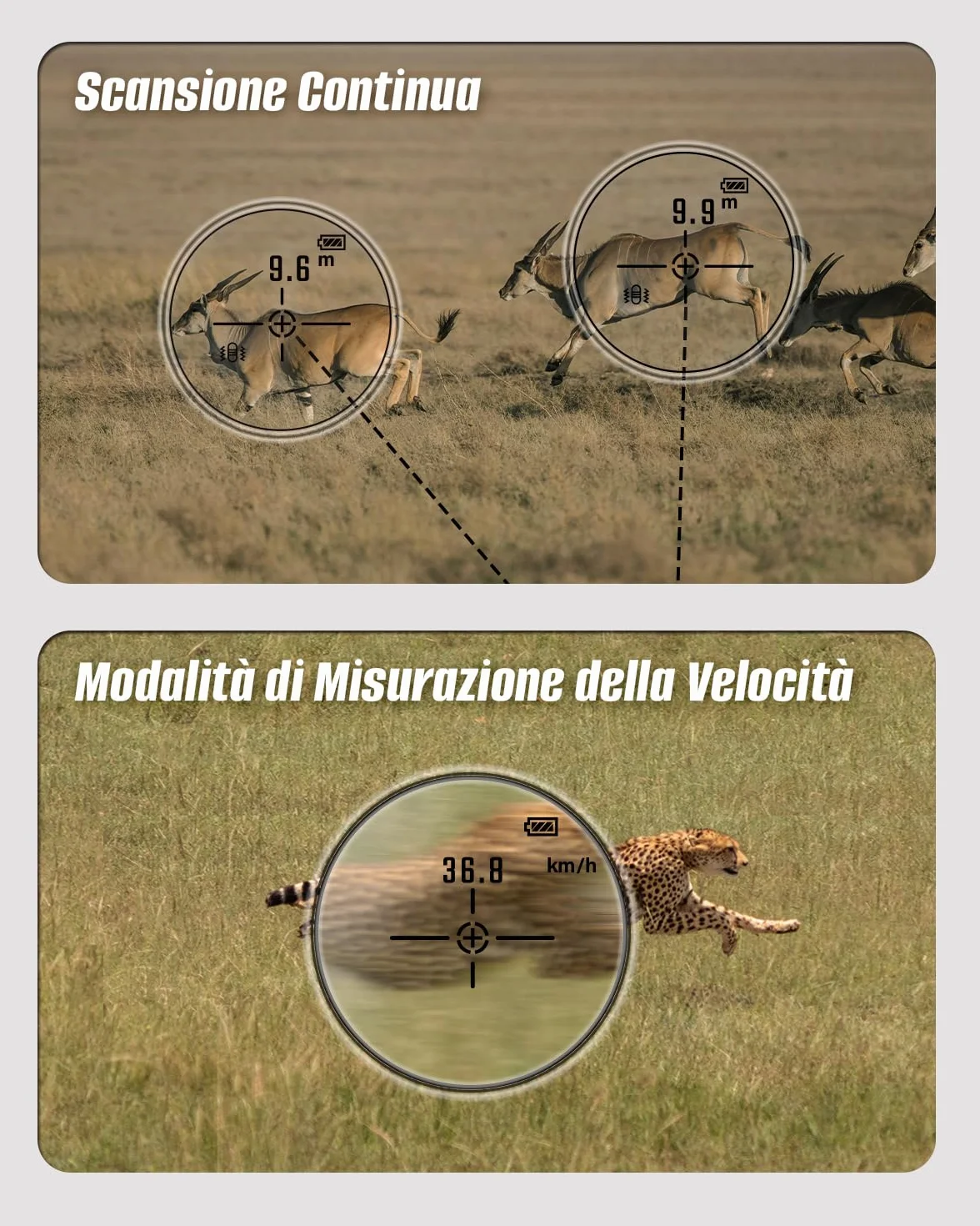 Inkerma Telemetro Caccia Golf 1000/1200M Ricaricabile 6X LCD Angolo Compensazione Pendenza Hunter-E