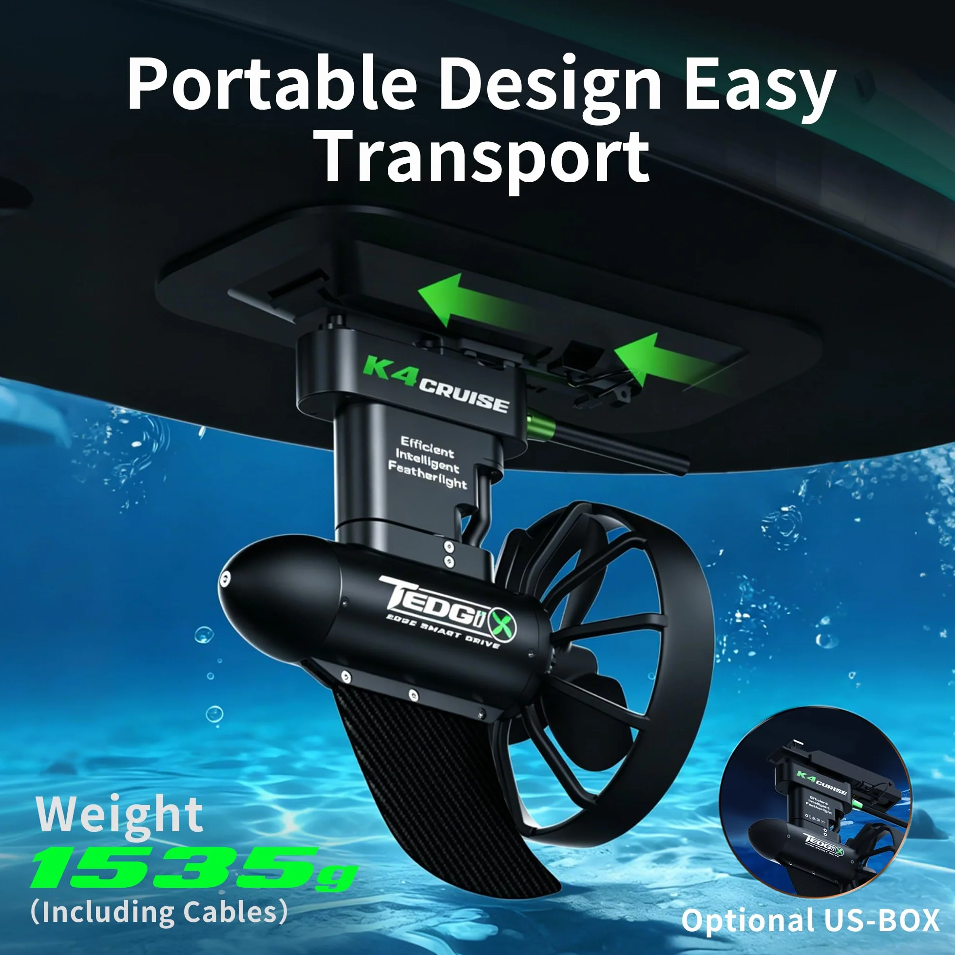 Tedgix K4C 400W Brushless Subacqueo Motore SUP Kayak con Batteria B4 Telecomando Cruise Control