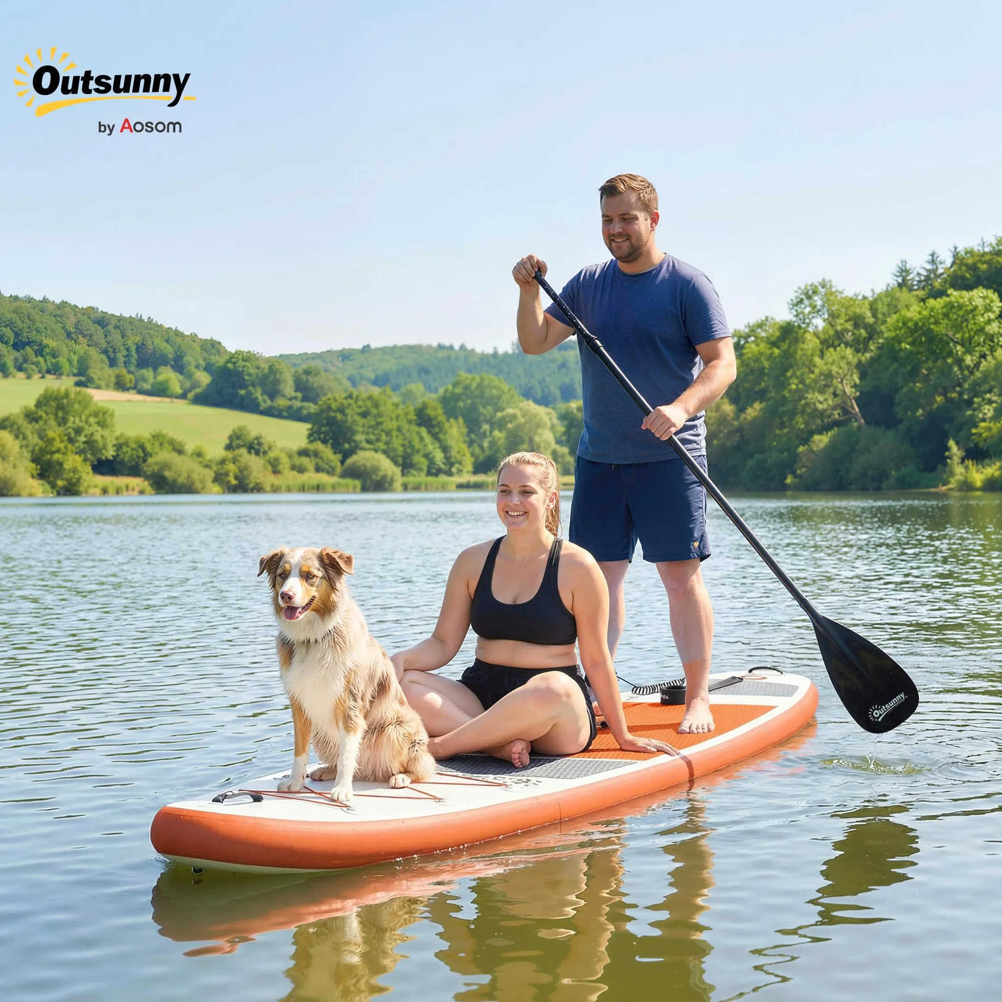 Outsunny Tavola Sup Gonfiabile Adulti, Stand Up Paddle Board con Ponte Antiscivolo in EVA, Pagaia in Alluminio Regolabile, Zaino, Pompa, Pinna Rimovibile, Carico 160 kg, 320x82x15cm, Tutti i Livelli