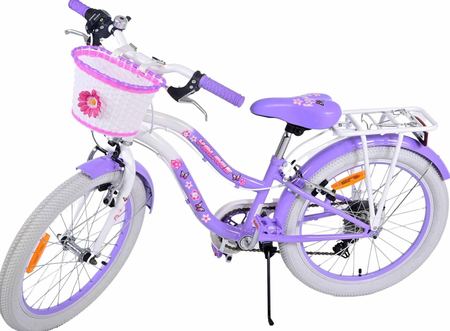 Bicicletta per bambine 20 pollici 6-8 anni cambio Shimano 7 marce cestino portapacchi fuxia