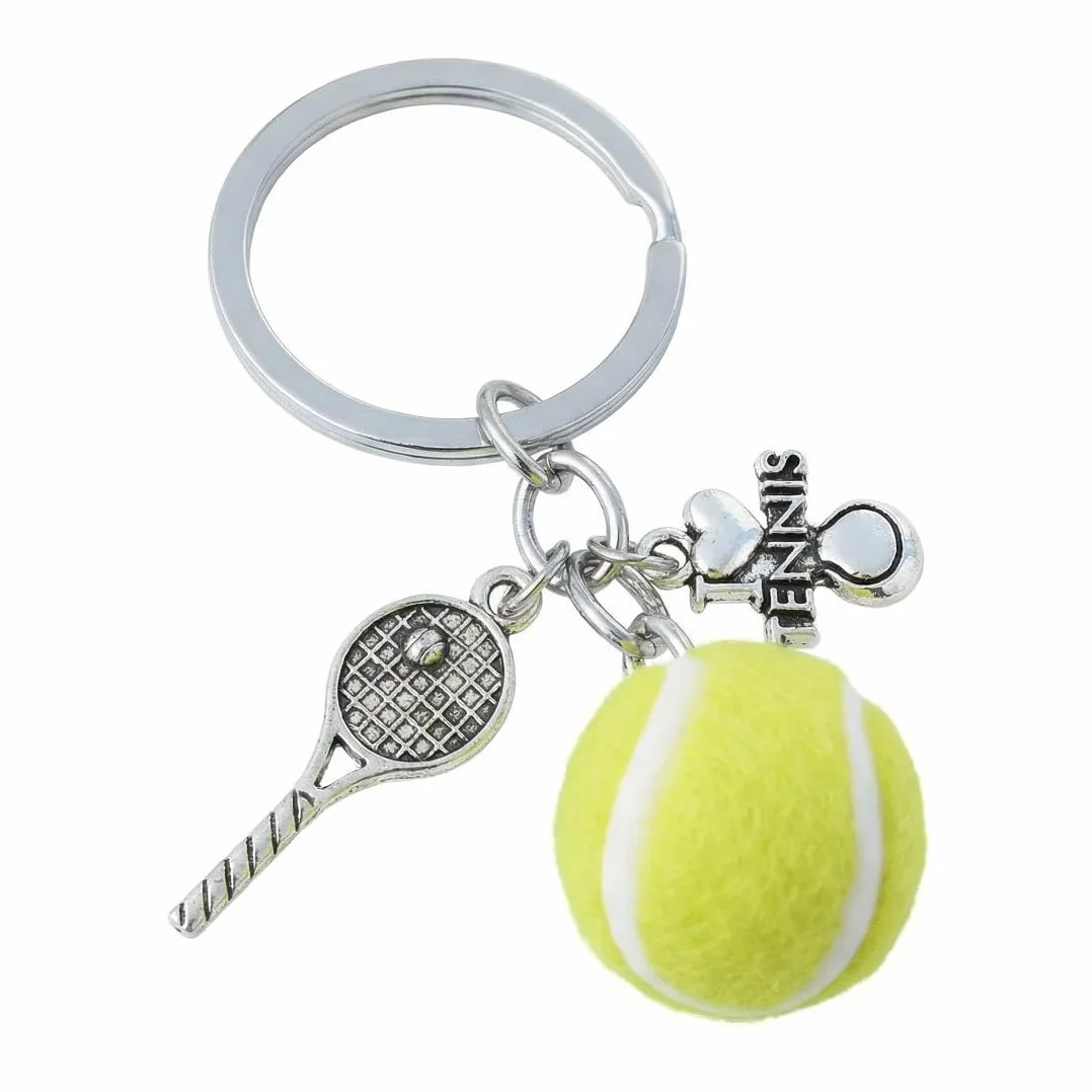 Portachiavi Tennis Racchetta in Acciaio Inox, Accessori Regali per Amanti del Tennis