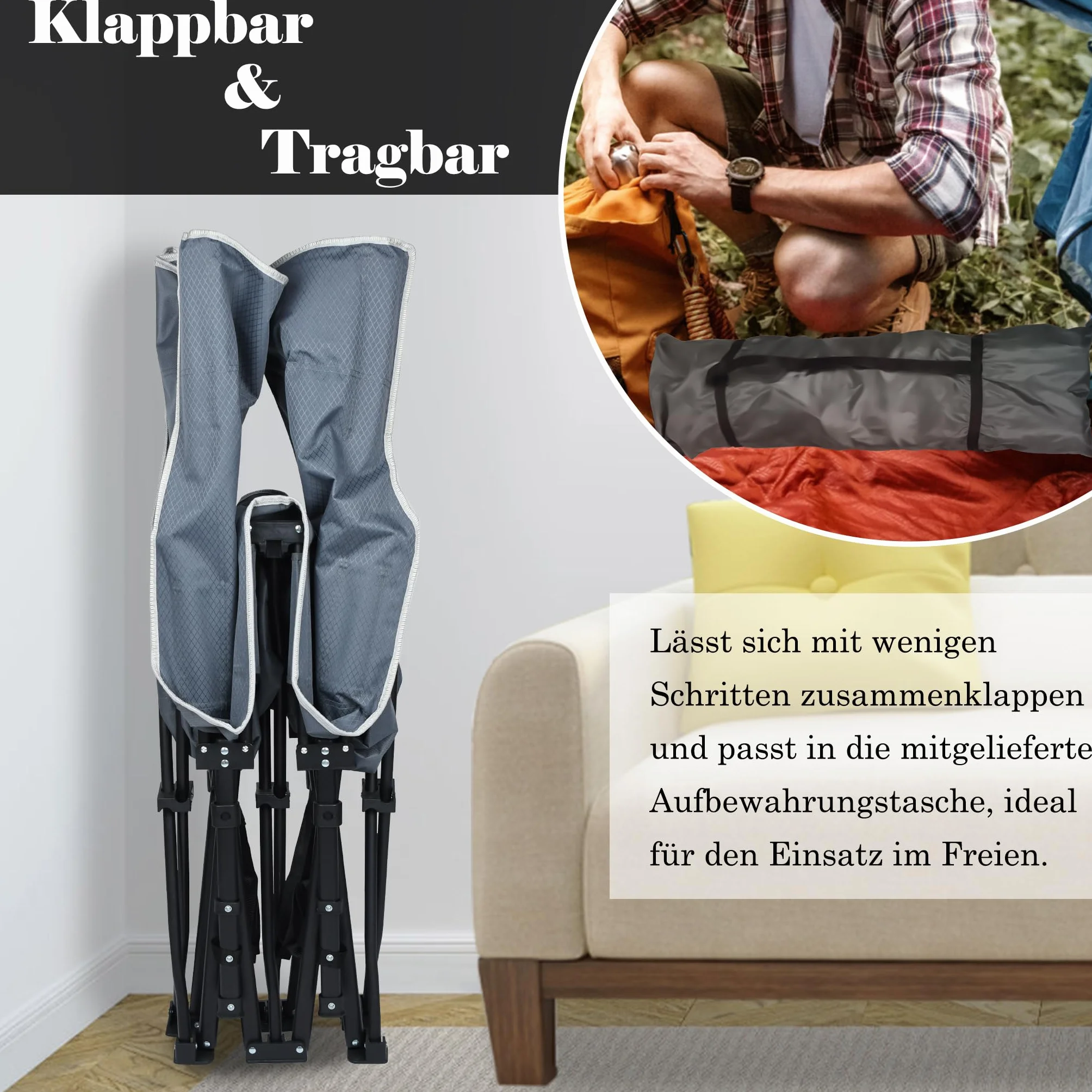 UISEBRT Letto da campeggio pieghevole in tessuto Oxford 250 kg con borsa trasporto