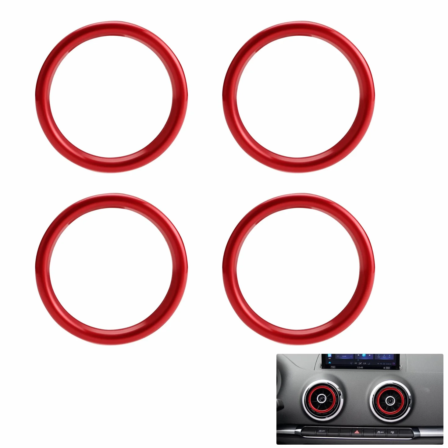 MARCHFA Auto Aria Condizionata Decorazione Compatibile per A3 2013-2020 / S3 2013-2020 (Confezione da 4 Rosso)