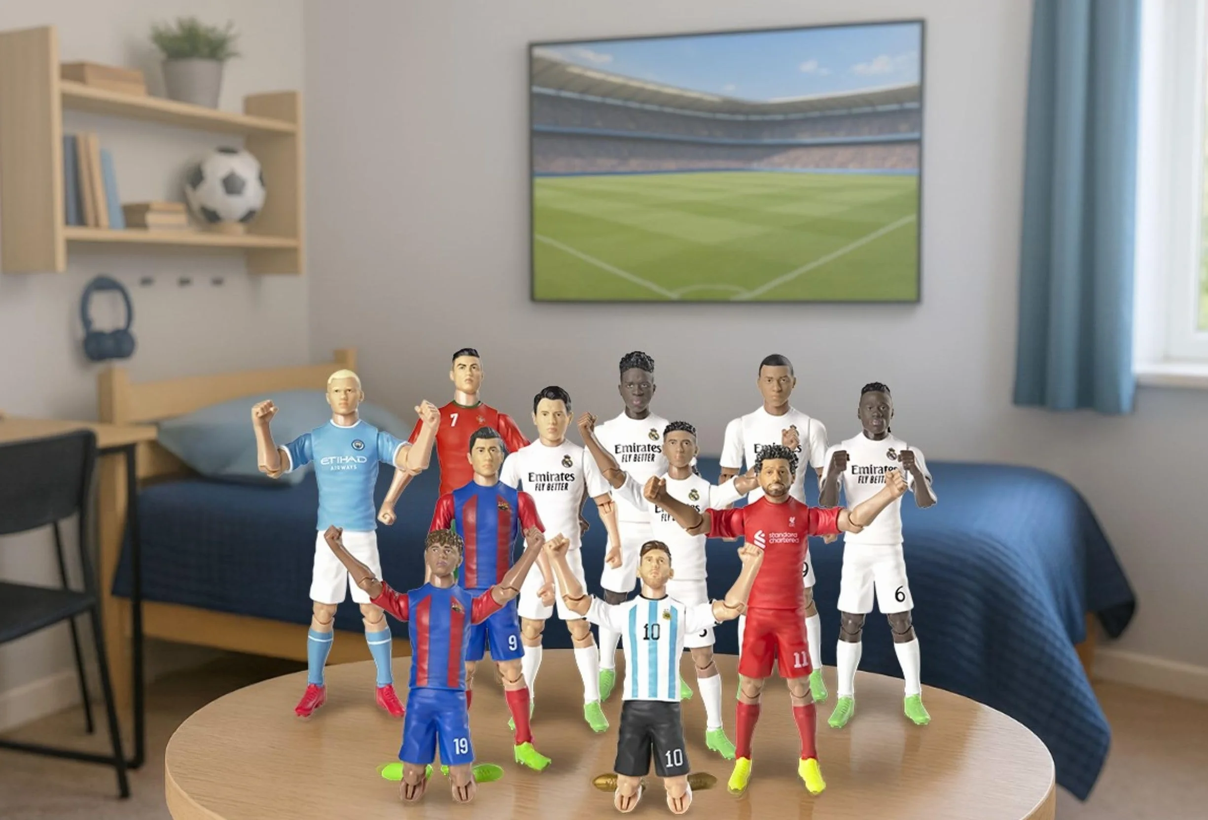 Megableu Statuetta Calcio Ronaldo 20 cm Figura Realistico Articolato Licenza Ufficiale 10 Punti Articolazione Giocattolo Calcio