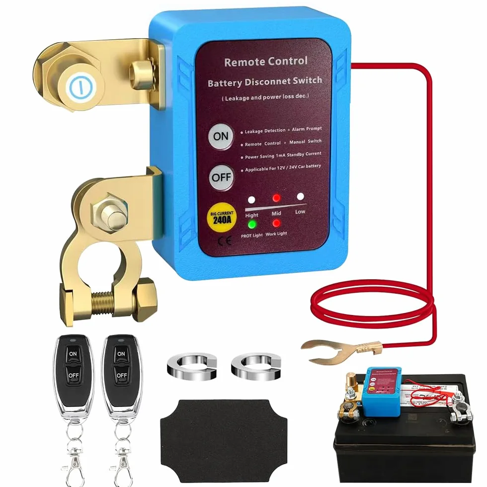 Stacca Batteria 12V con Telecomando, 240A Remoto Staccabatteria Automatico Senza Fili, Stacca Batteria per Auto, Stacca Batterie con Telecomando per Auto, Camper, Quad, Camion e Barca